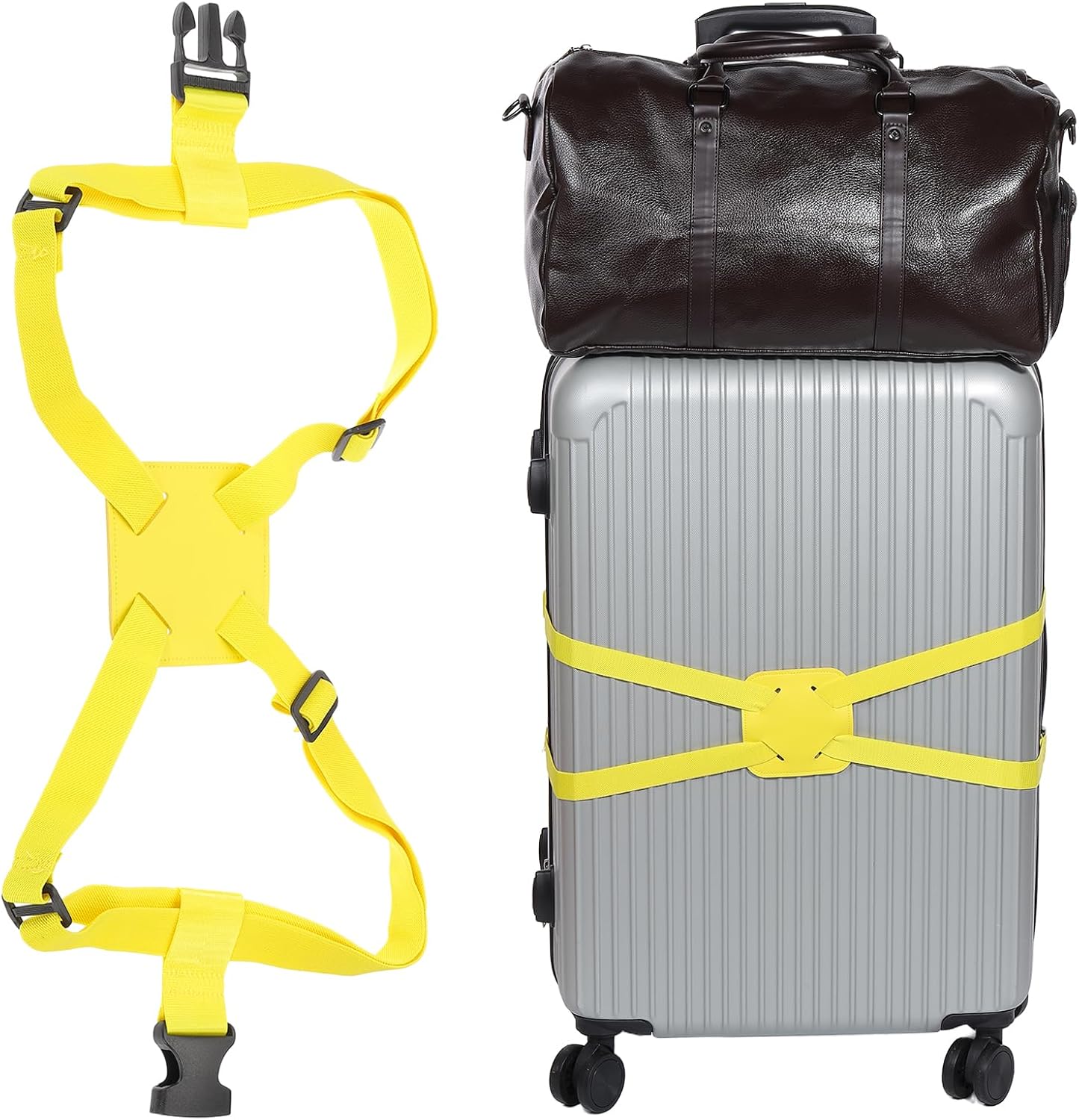 MECCANIXITY Luggage Strap Bag Bungee Elastic Suitcase Adjustable Belt for Suitcases Add A Bag Easy to Travel, Yellow