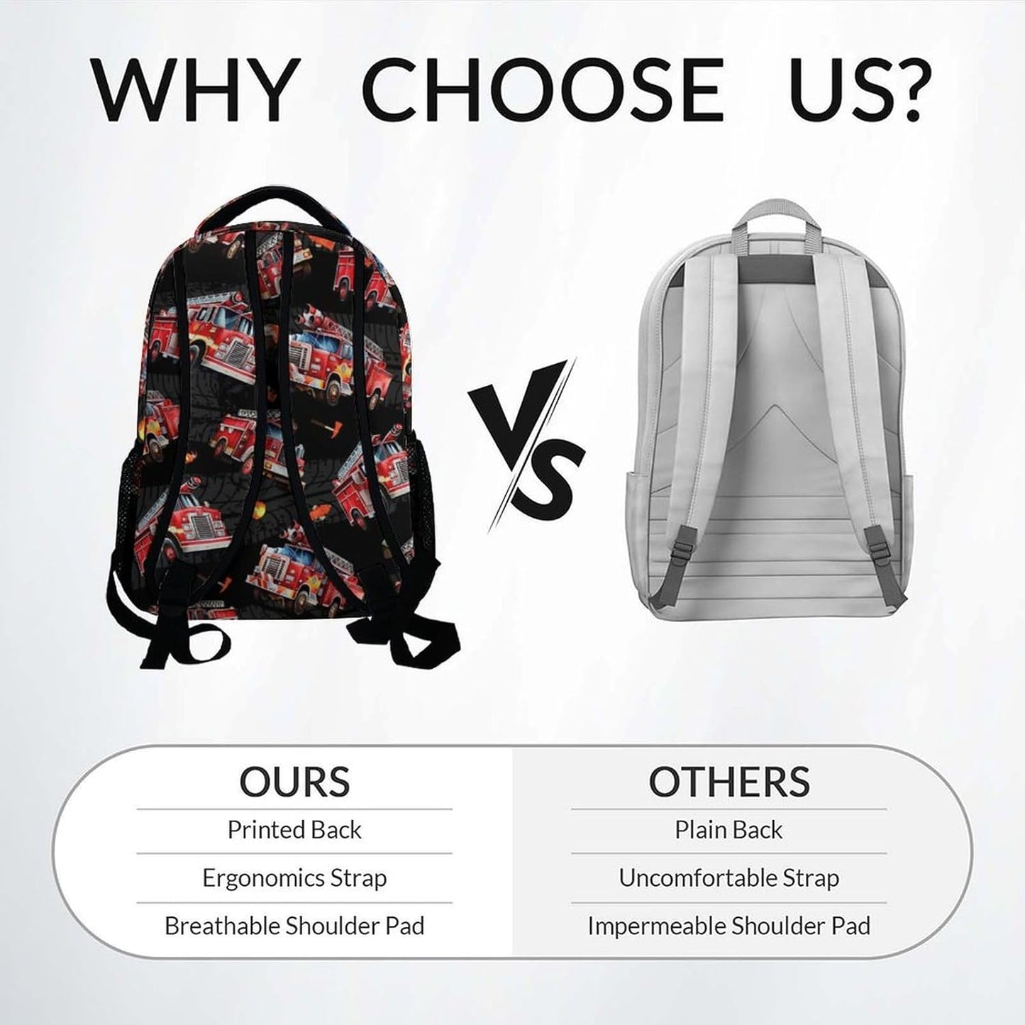 Toddler Boy Backpack - Fire Truck Backpacks for Kids - Cool Toddler Bookbag - Durable School Bag for Kindergarten/Preschool/Elementary(17 Inch)