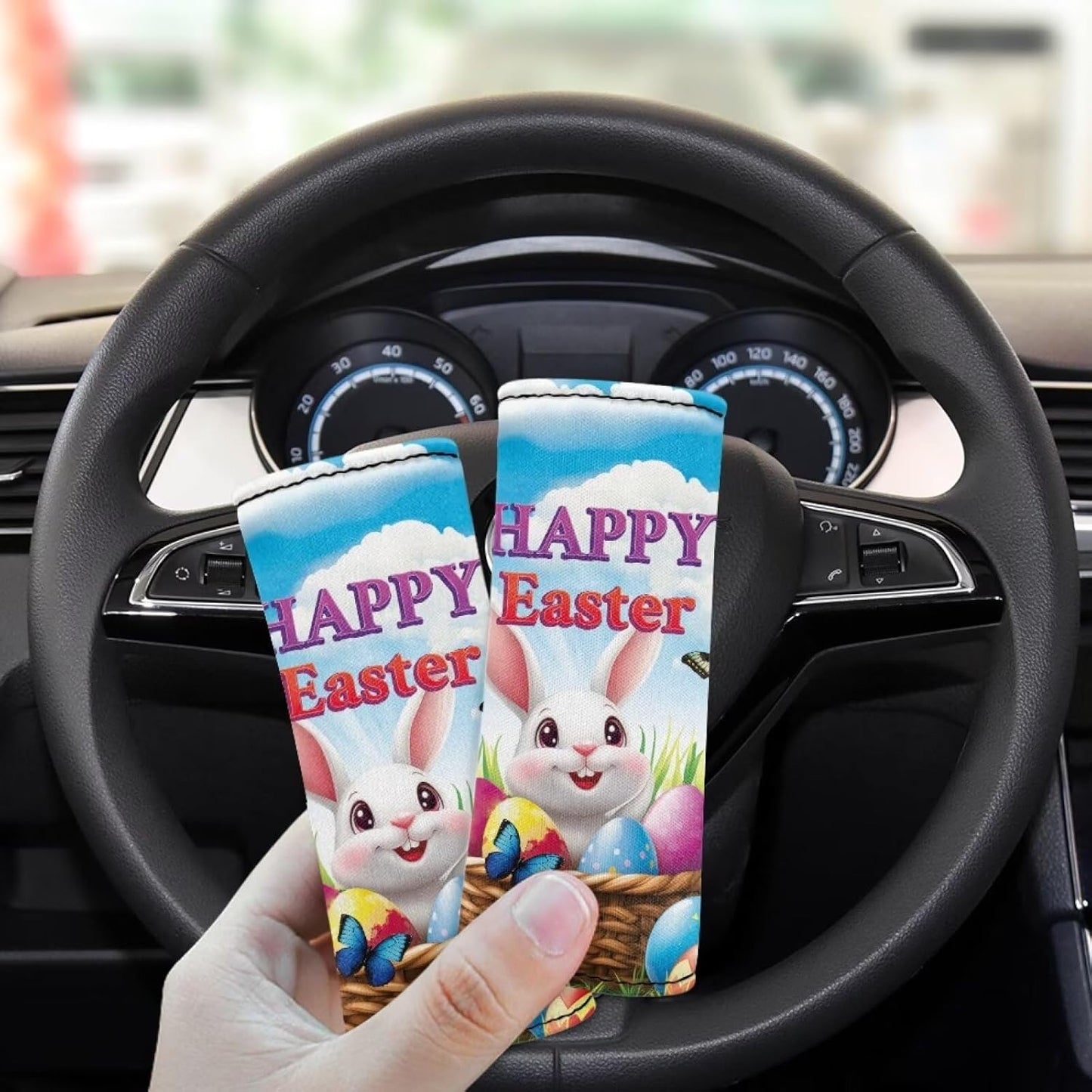 Easter Luggage Identifiers for Suitcases Bunny Set of 2 Pcs Luggage Handle Wraps Cute Suitcase Protective Cover Non-Slip Luggage ID Tags Door Handle Protection