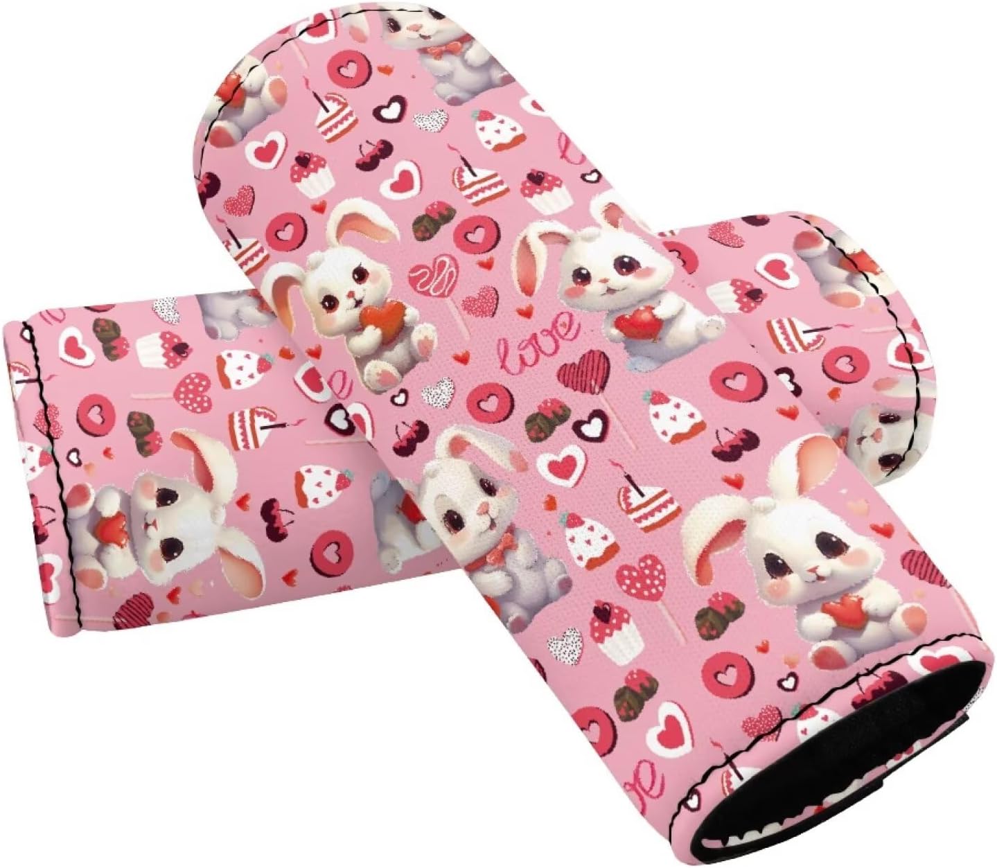 Bunny Luggage Handle Wraps for Suitcase Love Luggage Identifiers Set of 2 Pcs Luggage Handle Protector Teens Adults Travel Accessories