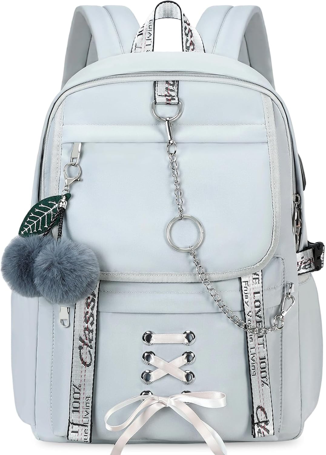 Teen Girl School Backpack for Girls Backpack Kids Gothic Bookbag School Backpacks for Girls Teens (Grey)