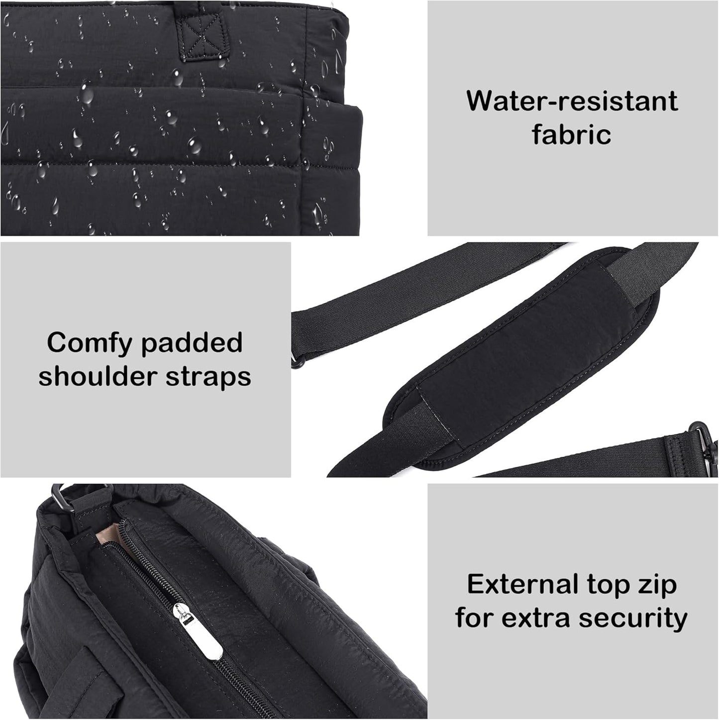 AOCINA Puffy Tote Bag for Women Quilted Work Bag Nurse Bags Women's Handbags for Travel