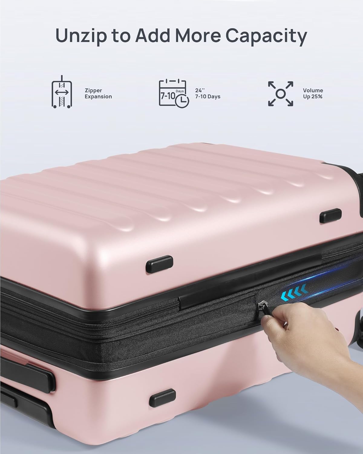 NINETYGO Medium Checked Luggage 24 Inch, Checking In Luggage with Smooth Spinner Wheels