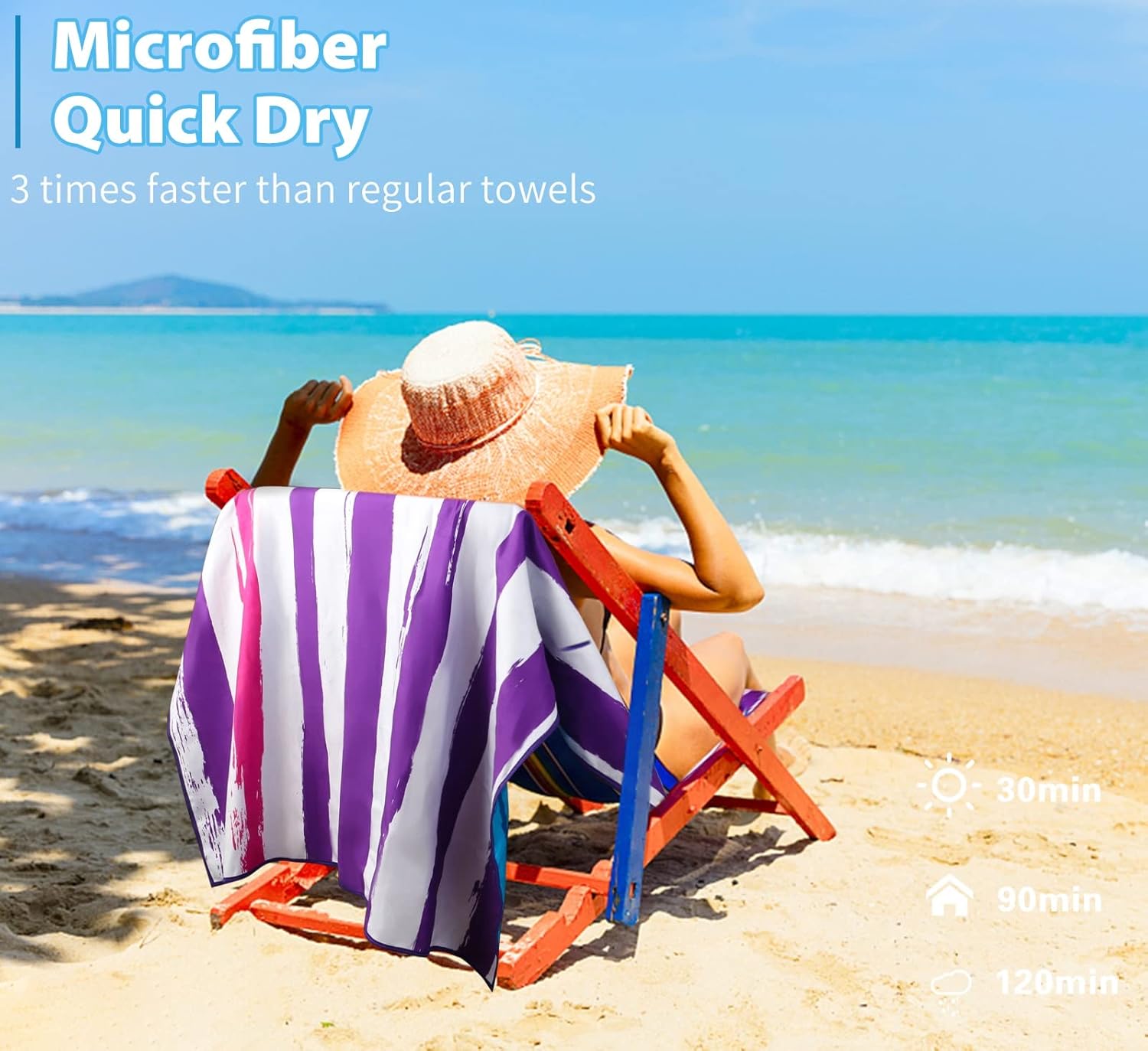 2 Pack Microfiber Oversized Lightweight Beach Towel 71"x32" XL Extra Large Thin Sand Free Towels