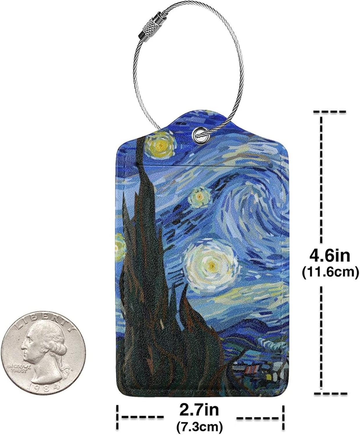 Starry Sky 2 Pcs Luggage Tags, Starry Night Privacy Cover Id Label with Stainless Steel Loop and Address Card for Suitcases & Travel Bags