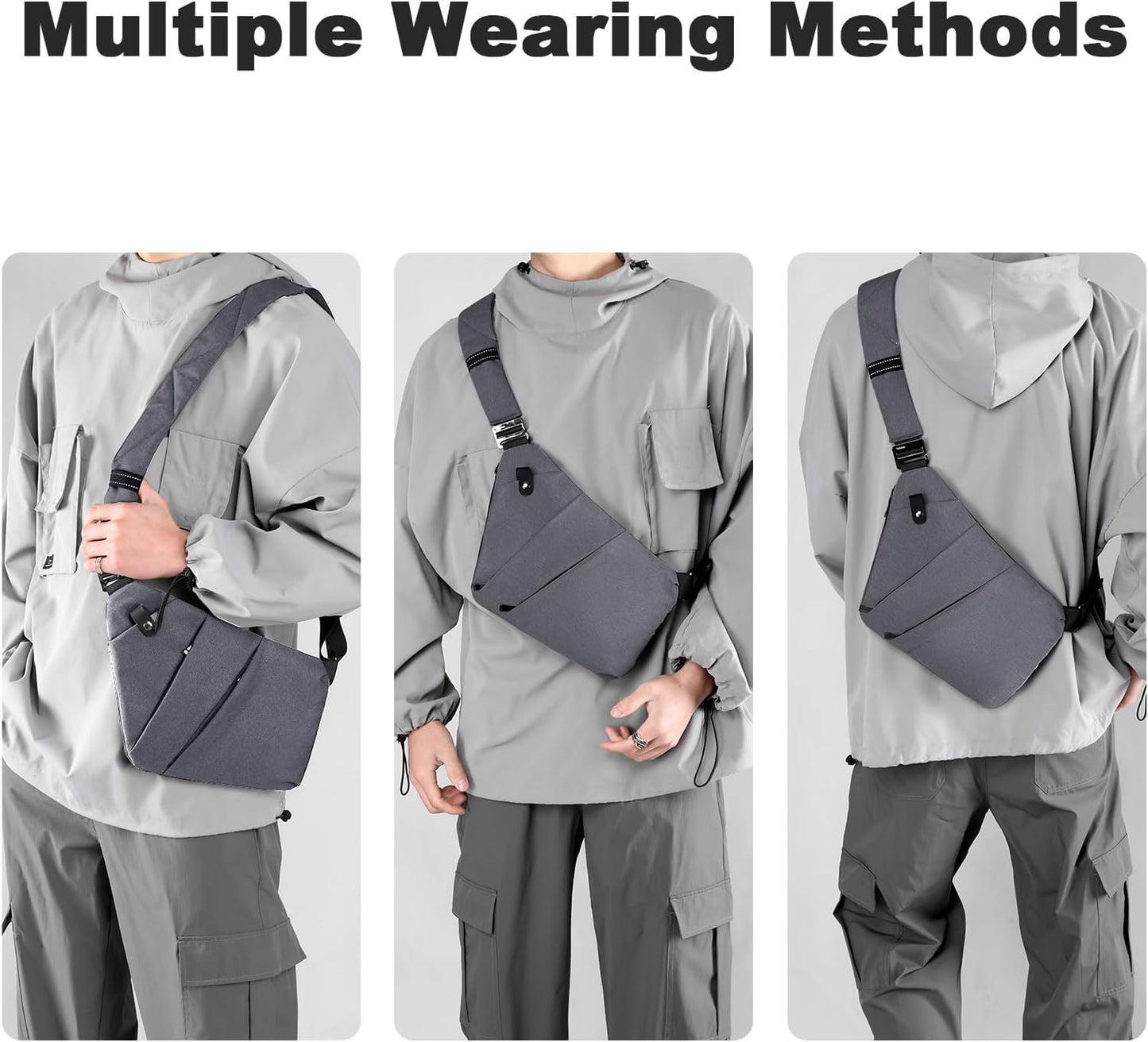 Anti Theft Travel Bag, One Shoulder Large Capacity Cross-body Bag Chest Fashion Lightweight Sling Bags for Travel Sports