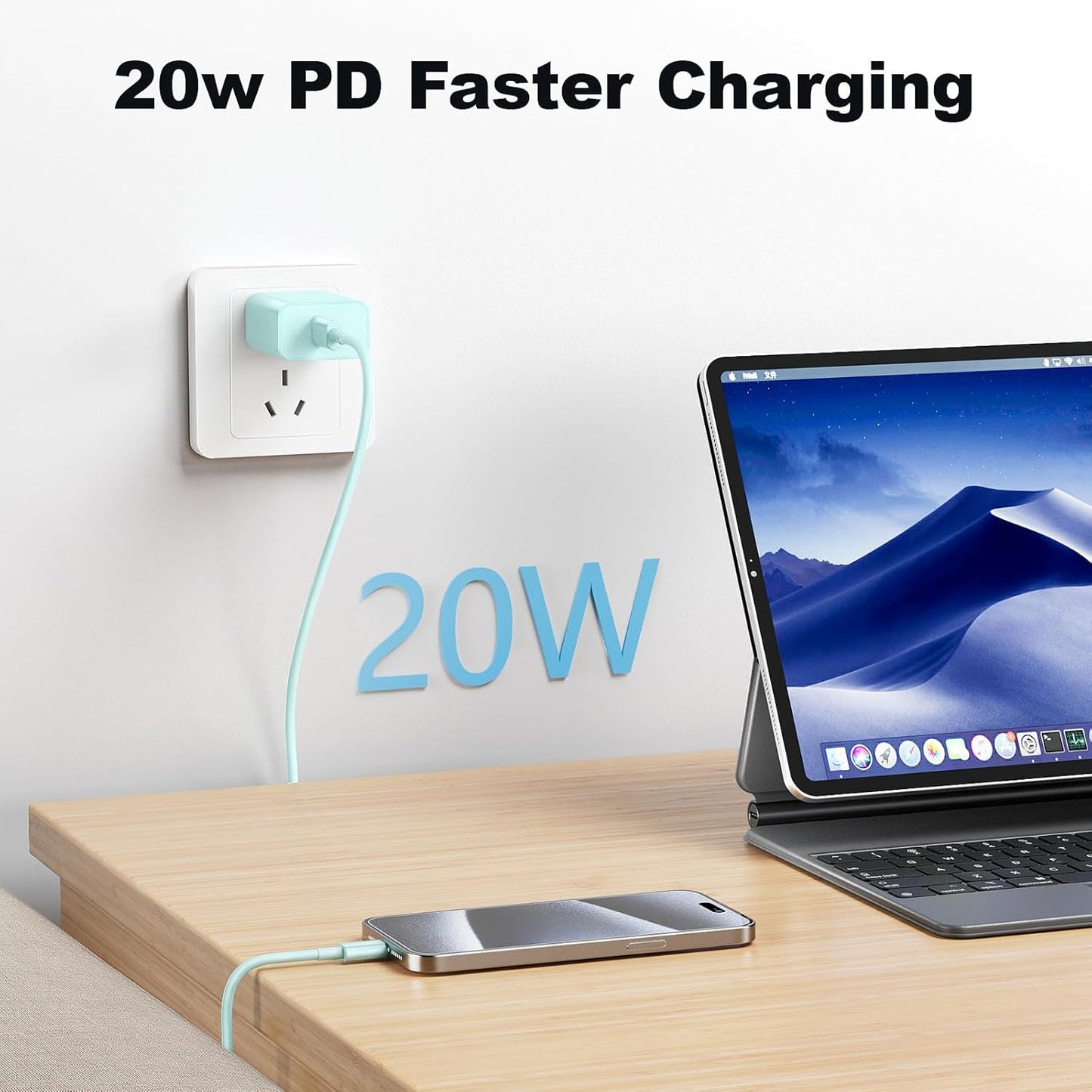 Compatible with iPhone17 16 15 Charger Fast Charging, 3 Pack 20W USB C Colorful Charger Block with 10 FT USB-C to C Cable Compatible with iPhone 17 16 15 Pro/Plus/Pro Max,Pad Pro 12.9/11 inch