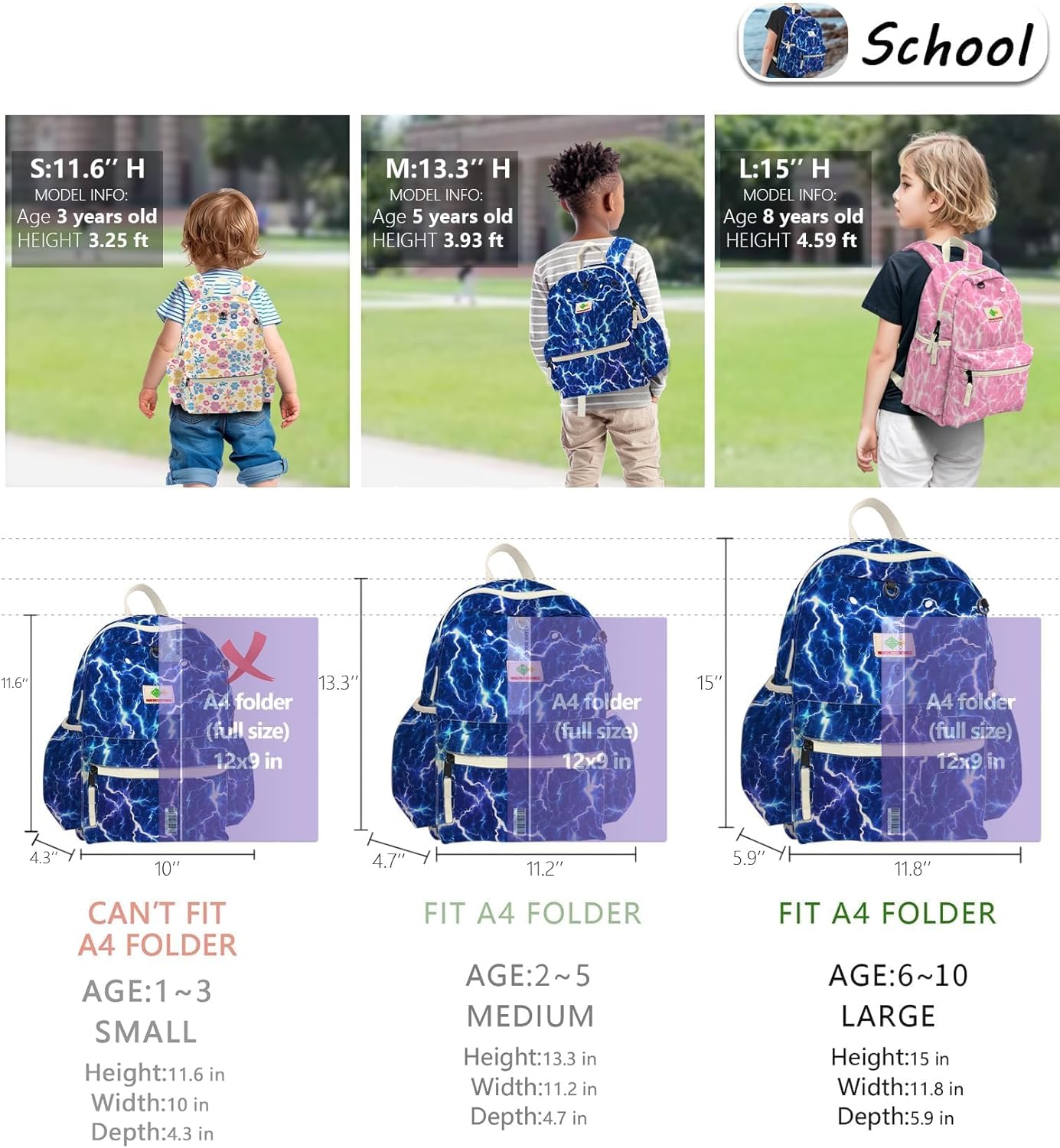 Kids Backpack for Boys Girls: Girls Backpack 6-10 - Kindergarten Elementary School Bookbag for Girl