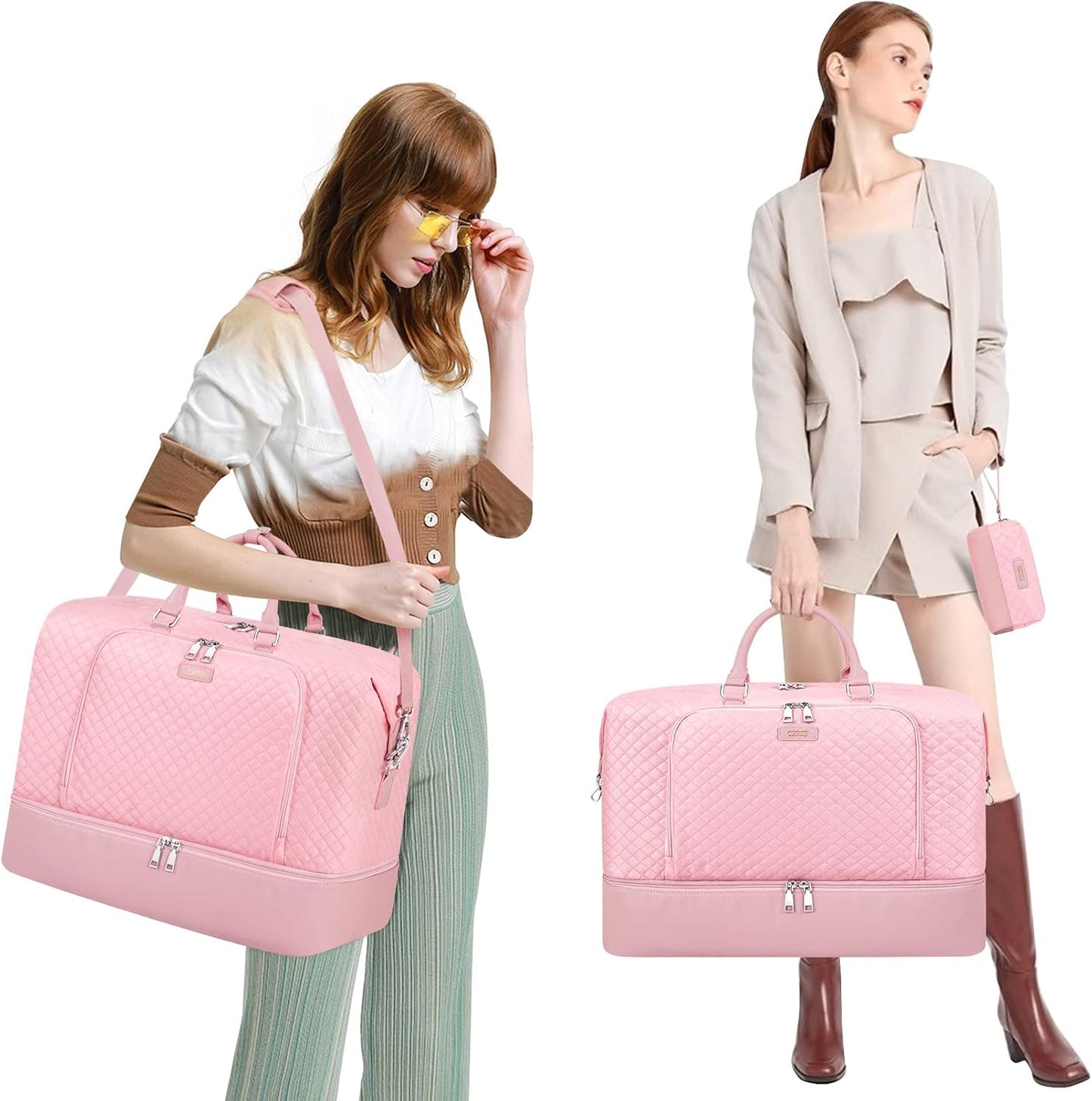 Travel Weekender Bag for Women, Overnight Bag with Shoe Compartment Oversized Travel Duffel Bag Carry On Tote 21"
