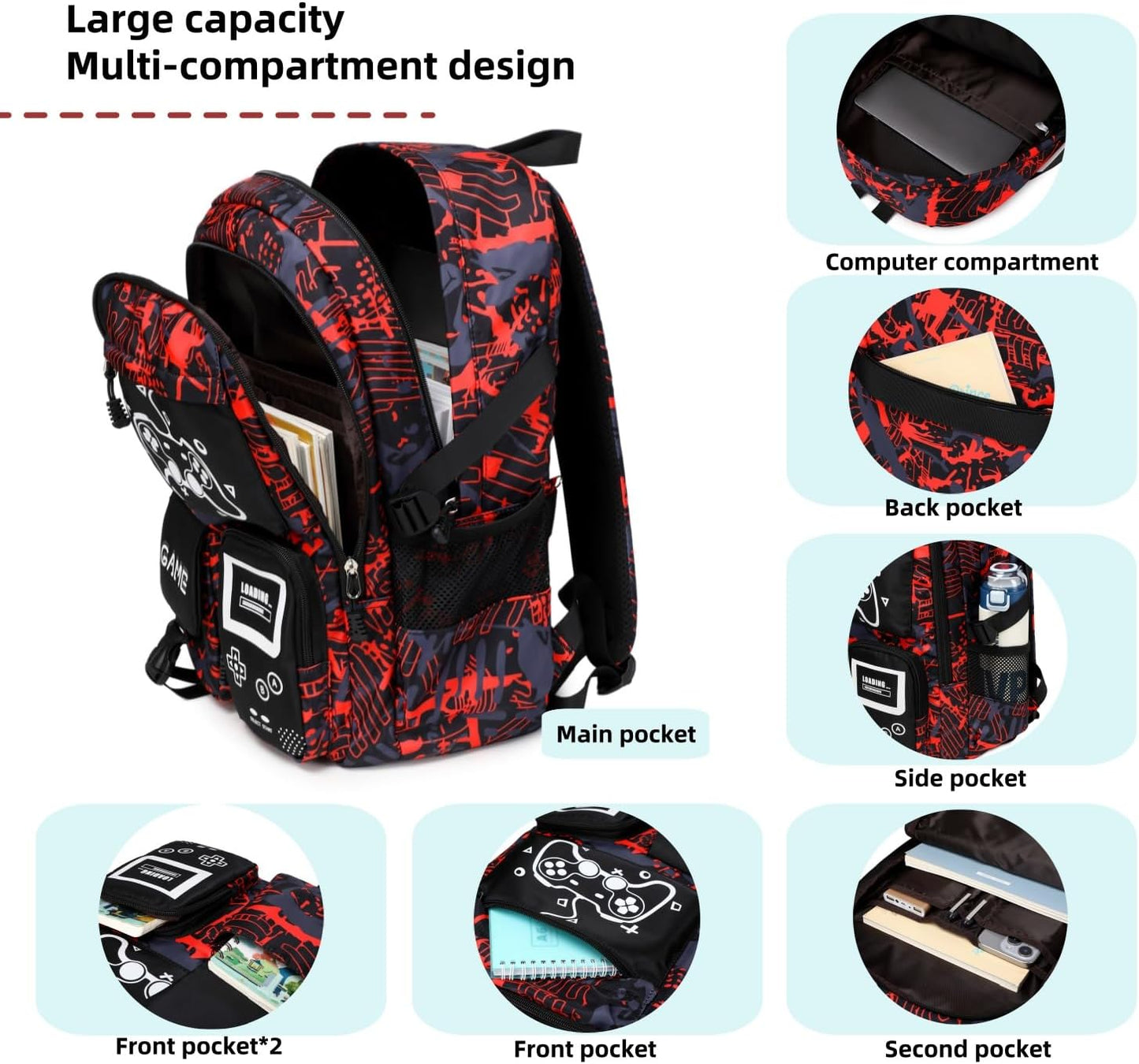 Boys School Backpack Kids Bookbag Elementary Middle Durable Waterproof Bags