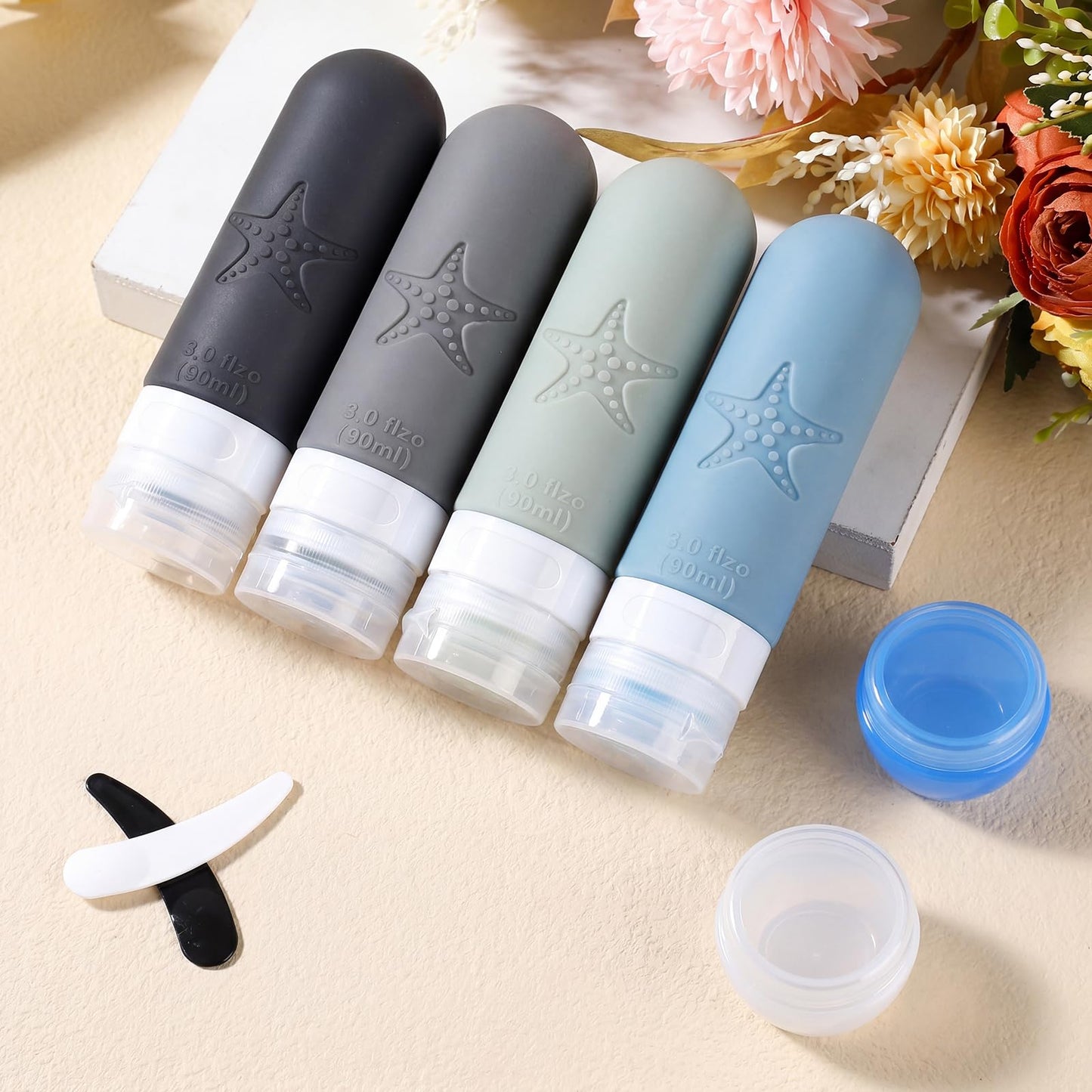 JBYAMUS 18 Pack Travel Bottles for Toiletries - TSA Approved, Triple Leak Proof Silicone Set, 3oz