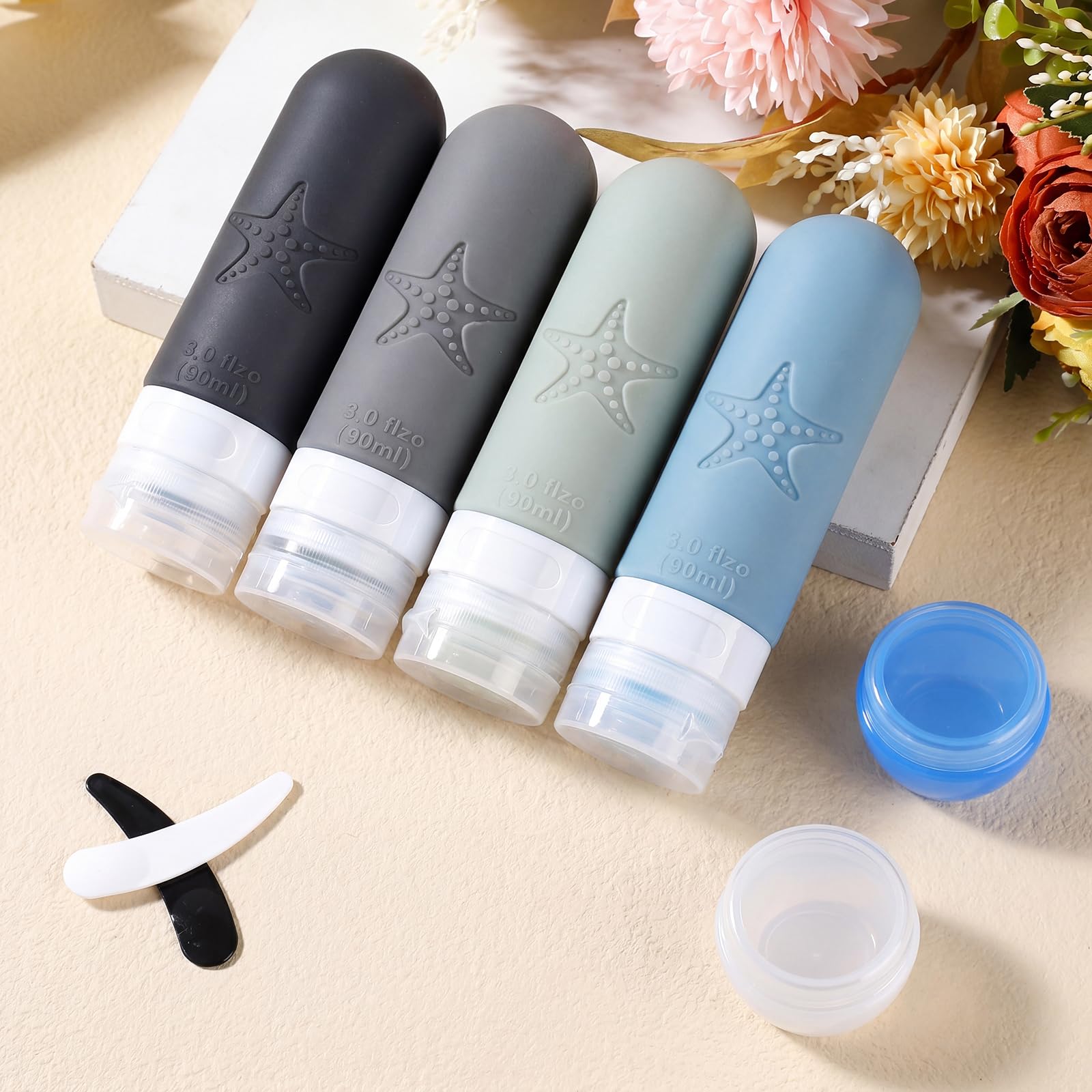 JBYAMUS 18 Pack Travel Bottles for Toiletries - TSA Approved, Triple Leak Proof Silicone Set, 3oz
