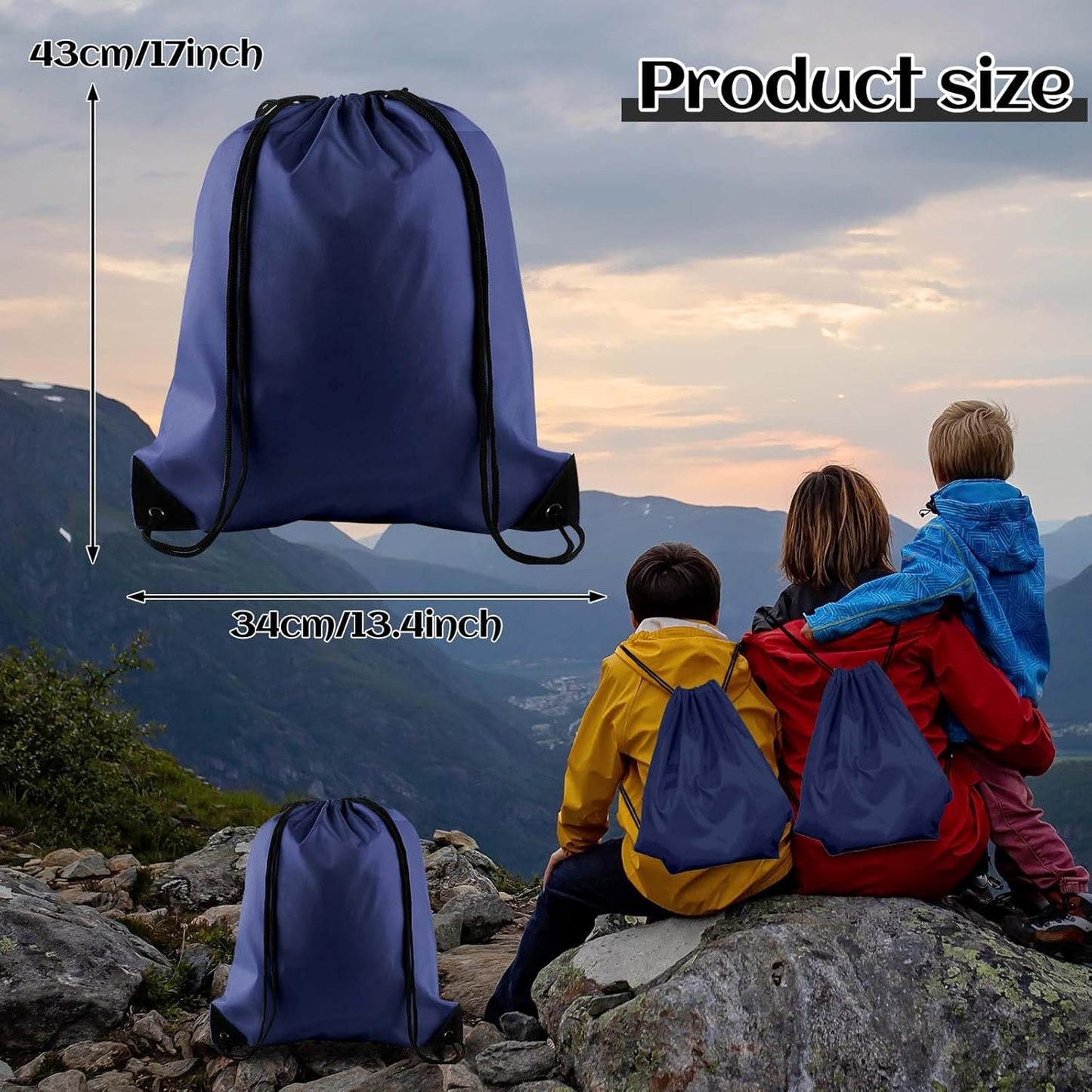 PLULON 15 Pcs Navy Blue Drawstring Bags Drawstring Backpack Bulk, String Backpack Cinch Sack Sport