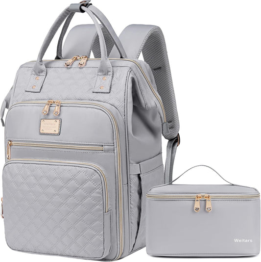 Weitars Lunch Backpack For Women,15.6 Inch Laptop Backpacks For Womens Back pack, Travel Backpacks,Work Backpack For Women (Gray)
