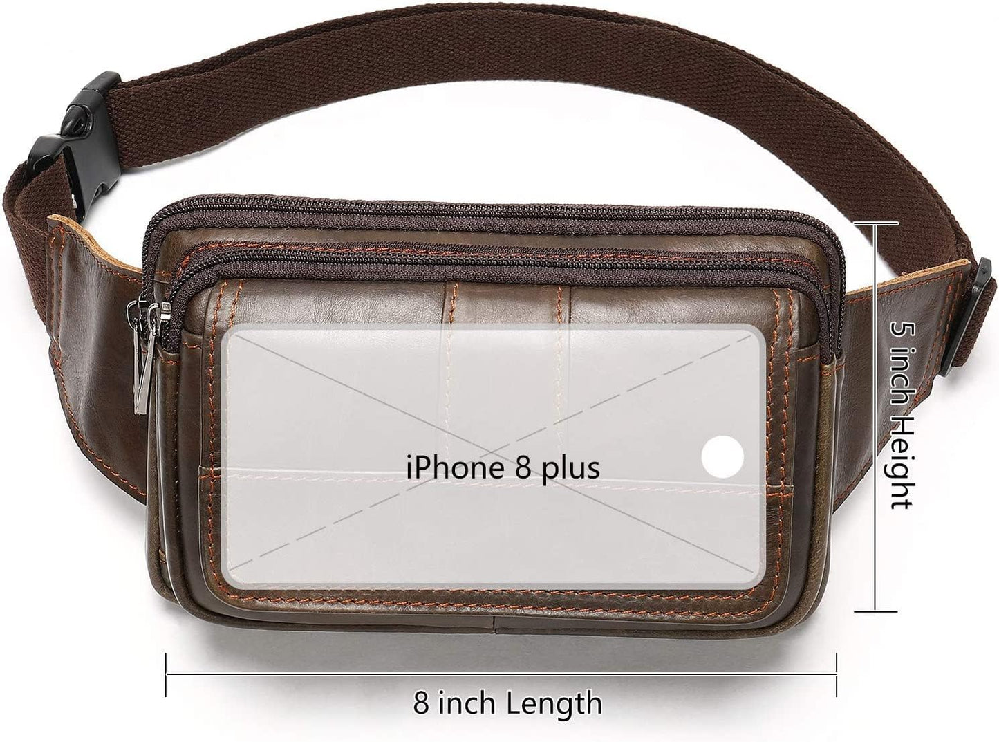 Fanny Pack for Men and Women, Leather Sling Waist Bag for Hiking Running Travel - Durable Cowhide Leather