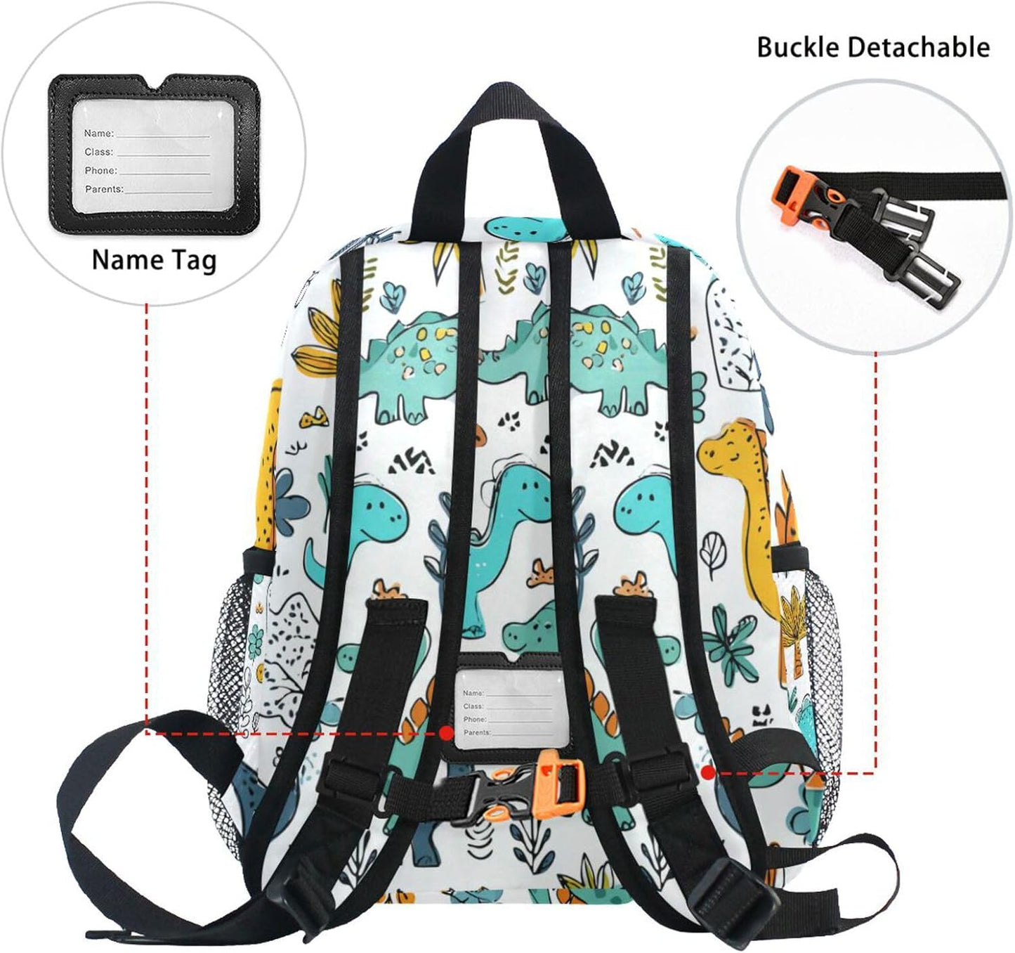 Custom Cute Dinosaurs Tropic Plant Preschool Backpack for Toddler Boy Girl,Personalized Backpack with Name Text, Customization Kindergarten School Bookbags - S