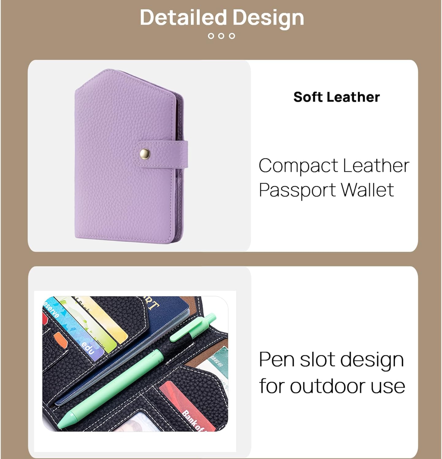 Cute RFID Passport Wallet for Women Leather Slim Passport Holder Travel Wallet Cover with Zipper Coin Purse, Credit Card, Sim and Tticket Slots (Purple)