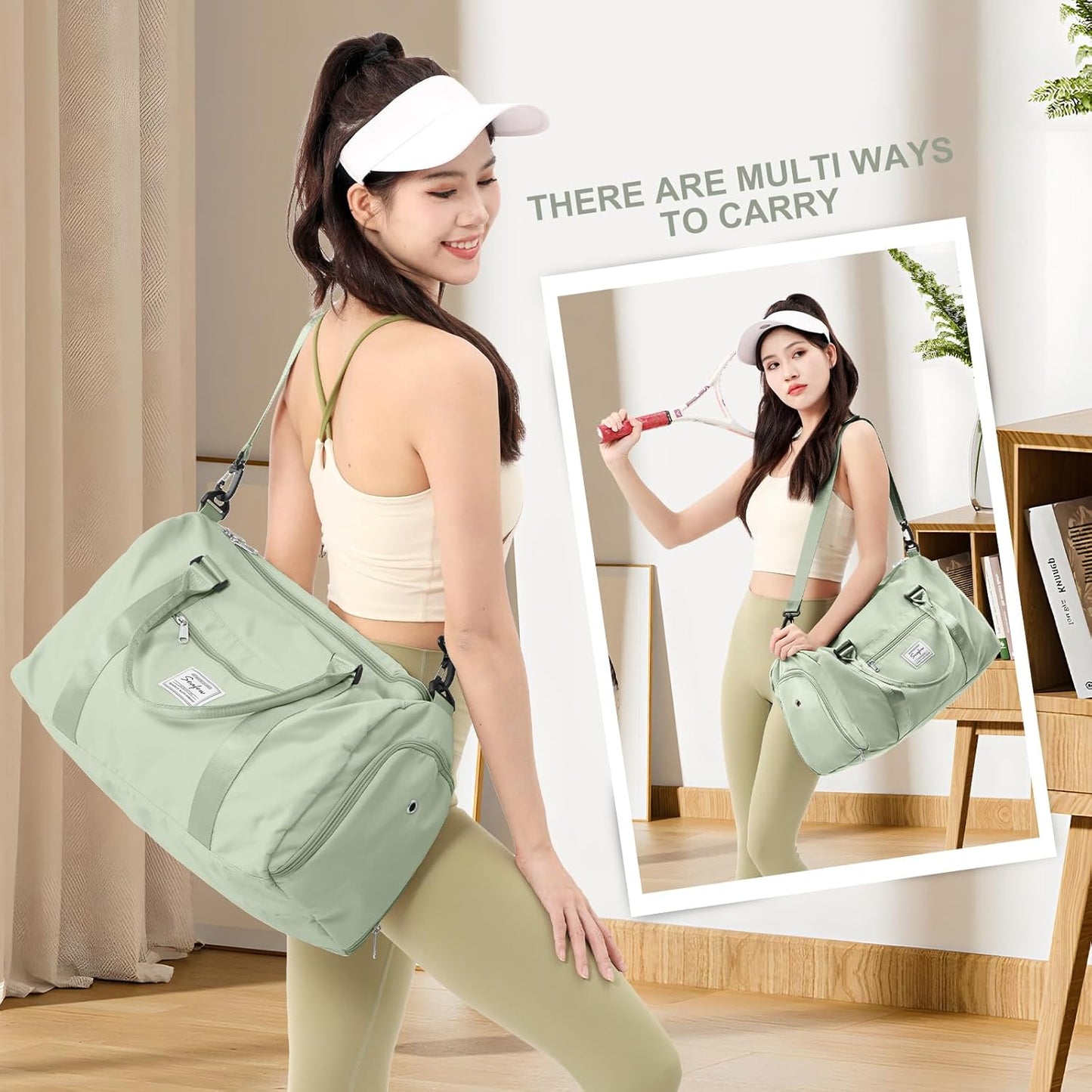Gym Bag for Women with Shoes Compartment,Small Duffel Bag Sport bag with Toiletry Bag Overnight