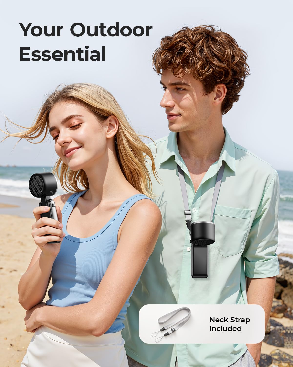 Bearwind Portable Handheld Turbo Fan - 5 Gear High Speed 4000mAh Rechargeable Mini Personal Hand