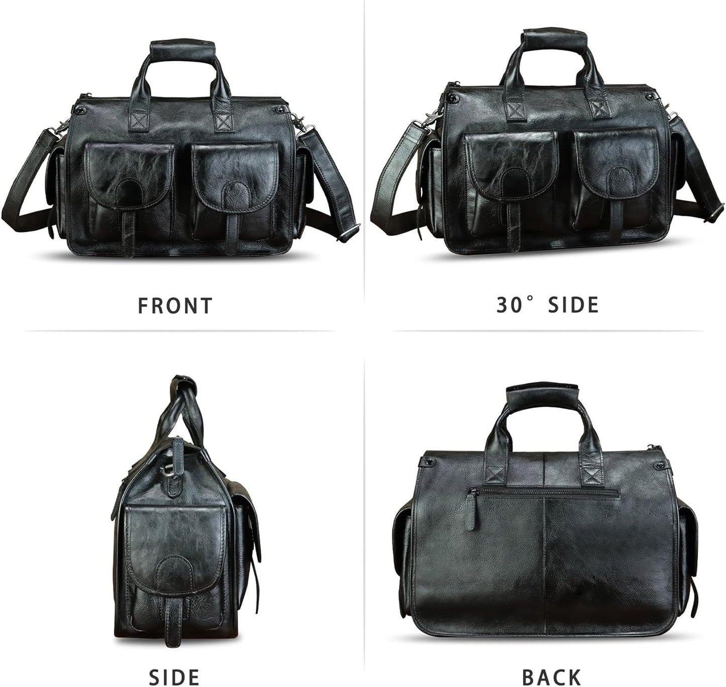 Genuine Leather Messenger Bag and Briefcase Purse for Men Real Leather Shoulder Bag Top Handle Satchel Purse for Laptop Strap
