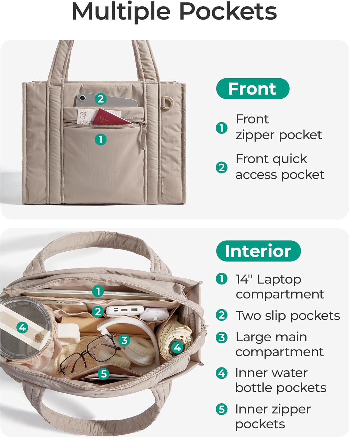 BAGSMART Small Tote Bag for Women, Crossbody Bag with Zipper, Crush Bow Purses for Travel Work College
