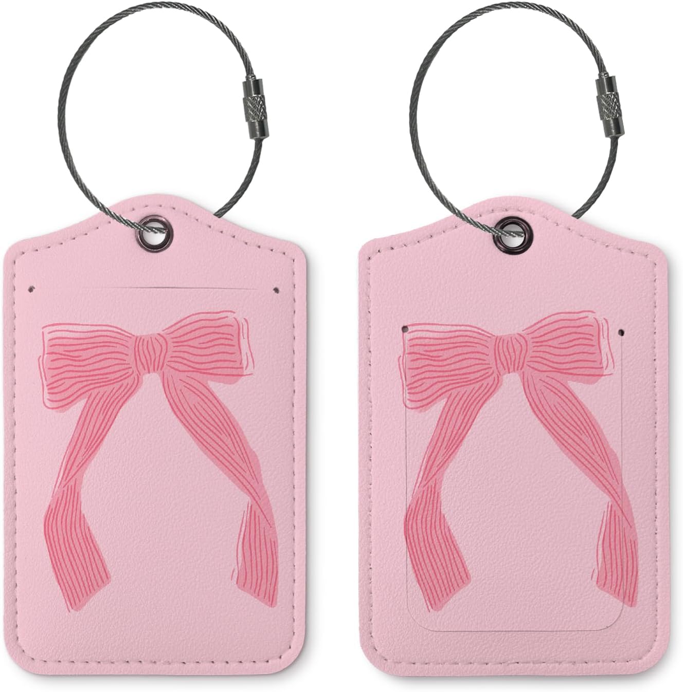 Coquette Luggage Tags for Suitcases,Pink Bow Preppy Luggage Tag,Trendy 2 Pack Luggage Tags for Travel,Teen Girls Gifts Suitcase Tags