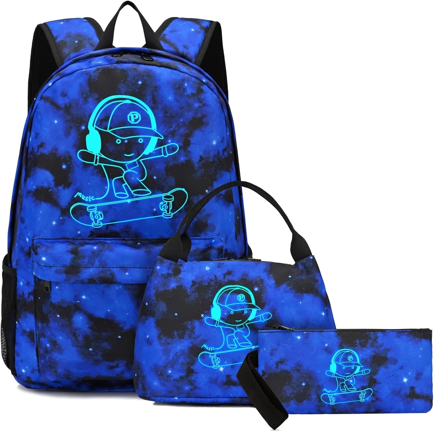 Lightweight Laptop Backpack School Backpack for Boys, Elementary Primary Middle School Bags Kids Backpack With Lunch Bag & Pencil Case, College Bookbag Travel Dayback, Blue