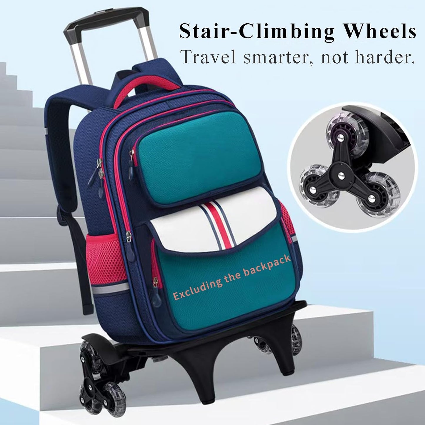 Lightweight Foldable Backpack Trolley – Black 3-Wheel Rolling Hand Truck with Strap, Portable