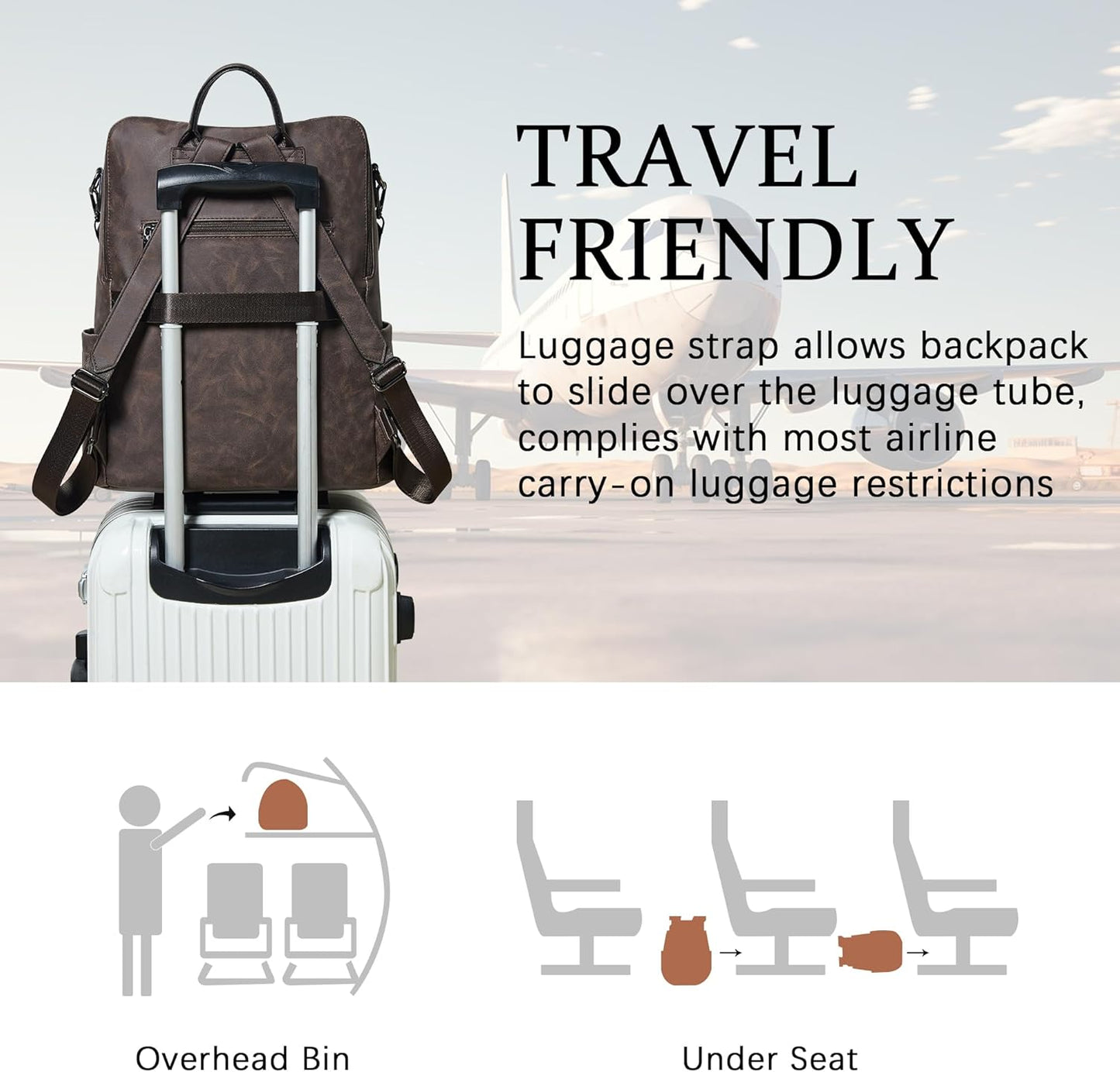 Shrrie Vegan Leather Laptop Backpack for Women 15.6 inch Work Backpack Fashion Travel Backpack