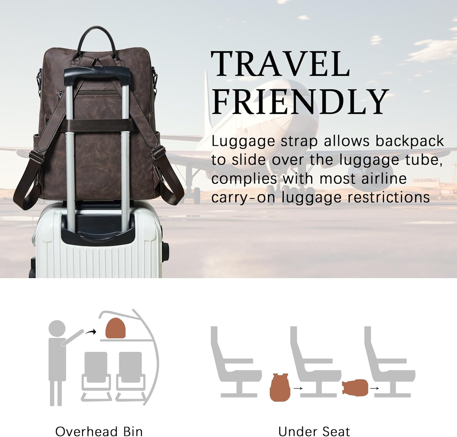 Shrrie Vegan Leather Laptop Backpack for Women 15.6 inch Work Backpack Fashion Travel Backpack