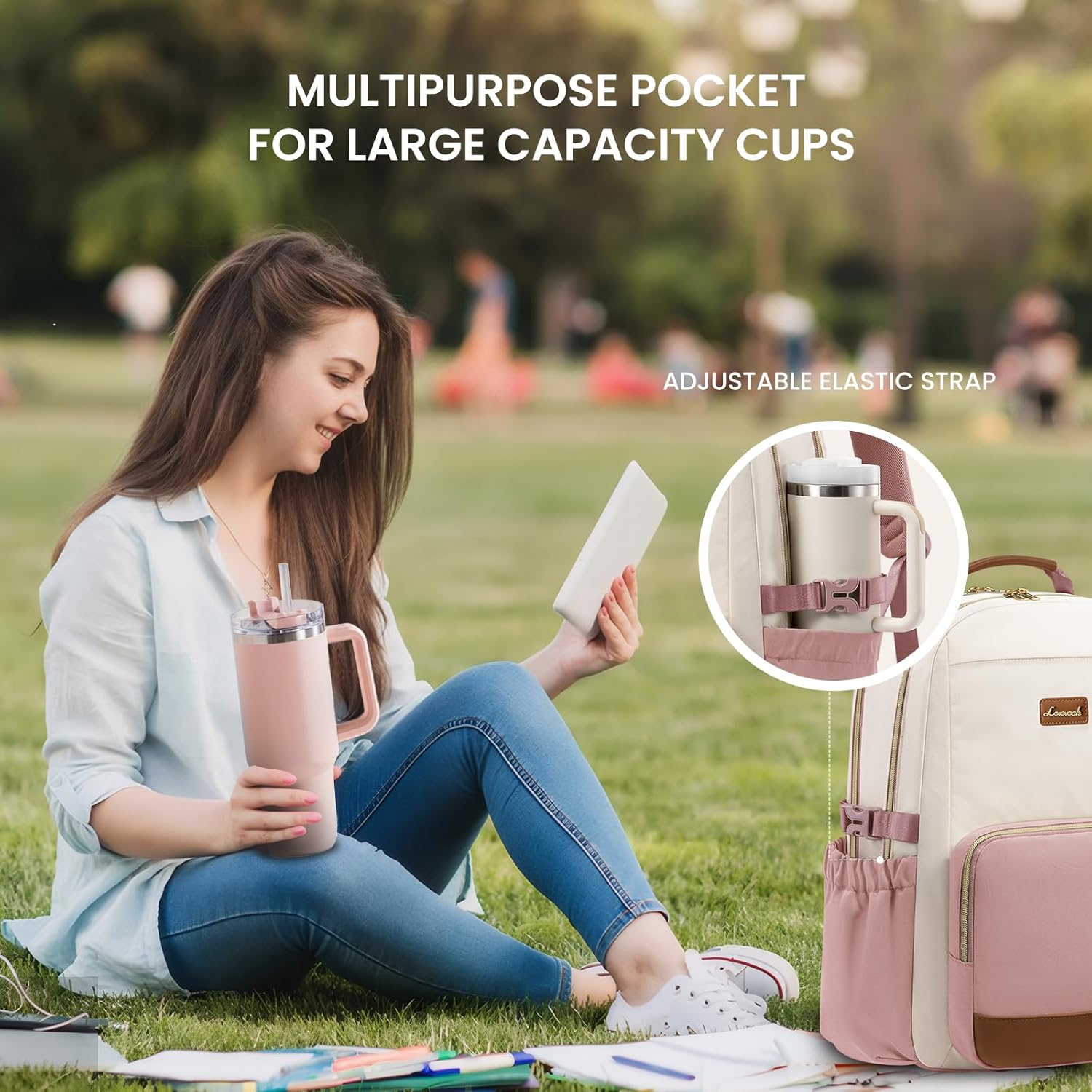 LOVEVOOK Laptop Backpack for Women with Pouch Pocket for Large Capacity Cup,18 Inch Teacher Nurse