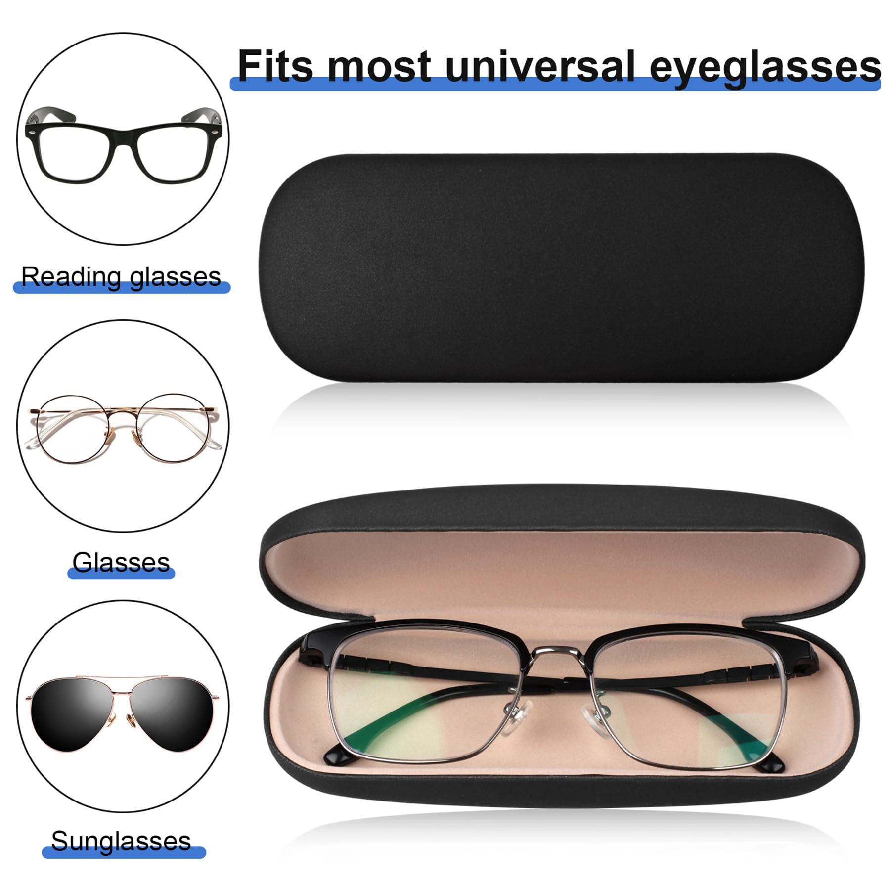 Joyberg Glasses Case, 2 Pack Eyeglass Case with Cleaning Cloth, Glasses Case Hard Shell Fits Most