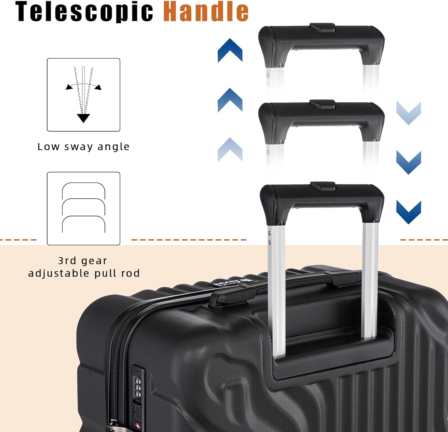 Suitcase Set 3 Piece 20-inch Carry on Luggage with Wheels ABS Hard Shell Lightweight and TSA Lock