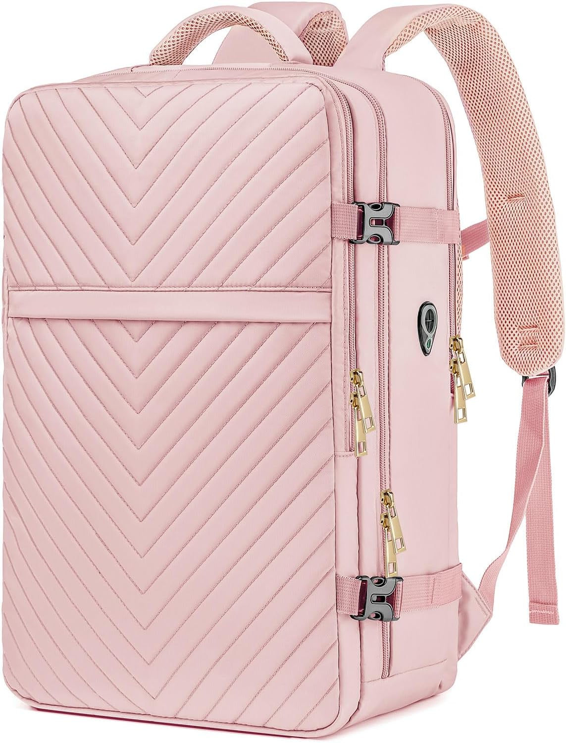 Large Carry On Travel Backpack - Flight Approved Waterproof Luggage Suitcase Backpacks Personal Item Size for Women Men Fit 17 Inch Laptop College Overnight Bag Anti-Theft Weekender Daypack Pink