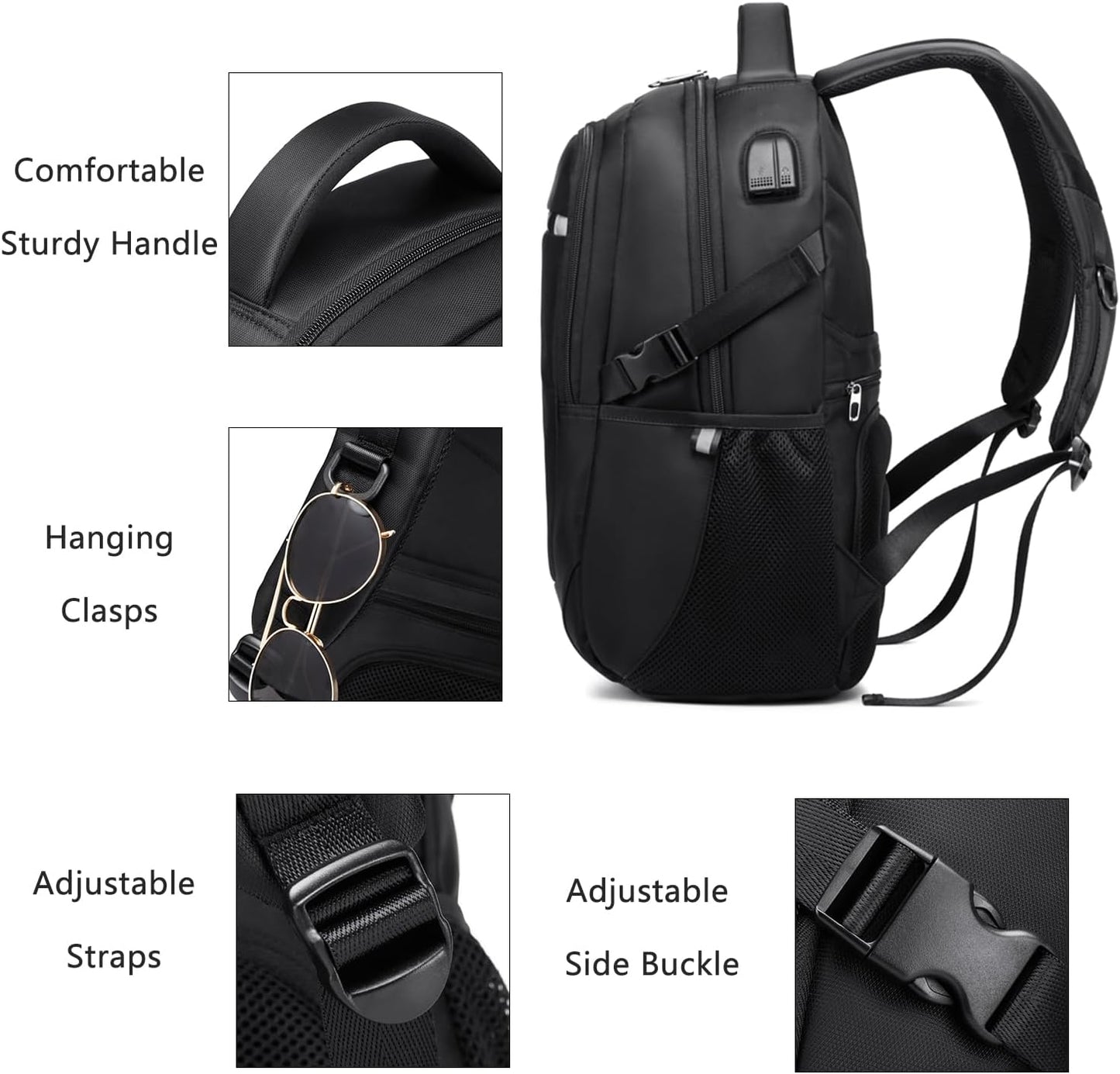 Travel Laptop Backpack for Men, Water Resistant Backpack Airline Approved Business Work Bag with USB Charging Port