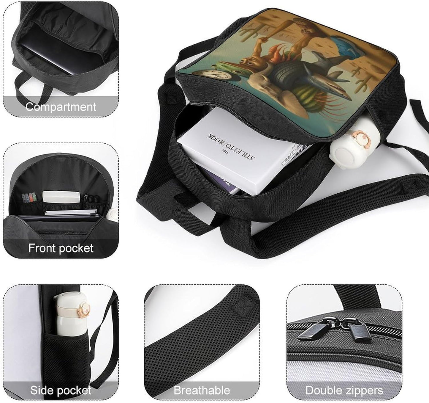 Italian Brainrot-Duty Polyester Backpack | Ultra-Durable School Bag for Boys & Girls | Large Capacity, Lightweight Design with Multi-Compartments | Perfect for School, Travel & Hiking