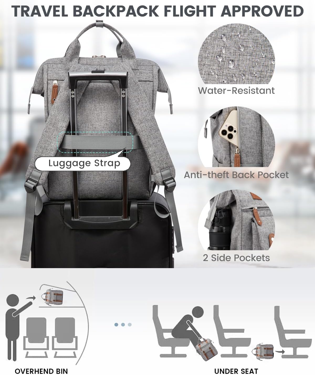 LOVEVOOK Laptop Backpack for Women Work Travel Teacher Commuter Backpack Business Computer Bag