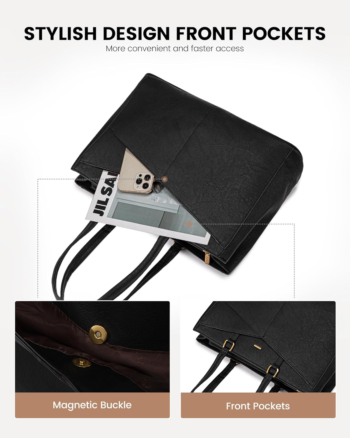 LOVEVOOK Laptop Bag for Women,15.6 Inch Laptop Tote Bag for Women,Vintage Leather Work Tote Bags Computer Teacher Bag,Waterproof Business Office Briefcase