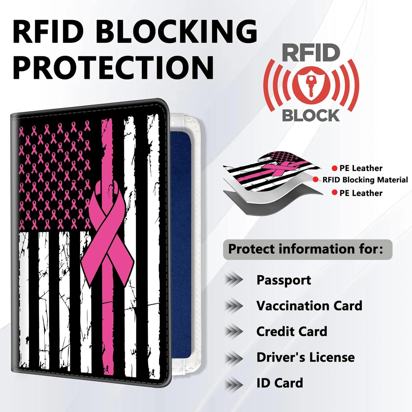 Passport Holder for Travel, Cute Passport Cover for Women Men, Waterproof PU Leather Rfid Blocking Passport Wallet with Credit Card Case for Travel Family, Boys Girls Travel Essentials