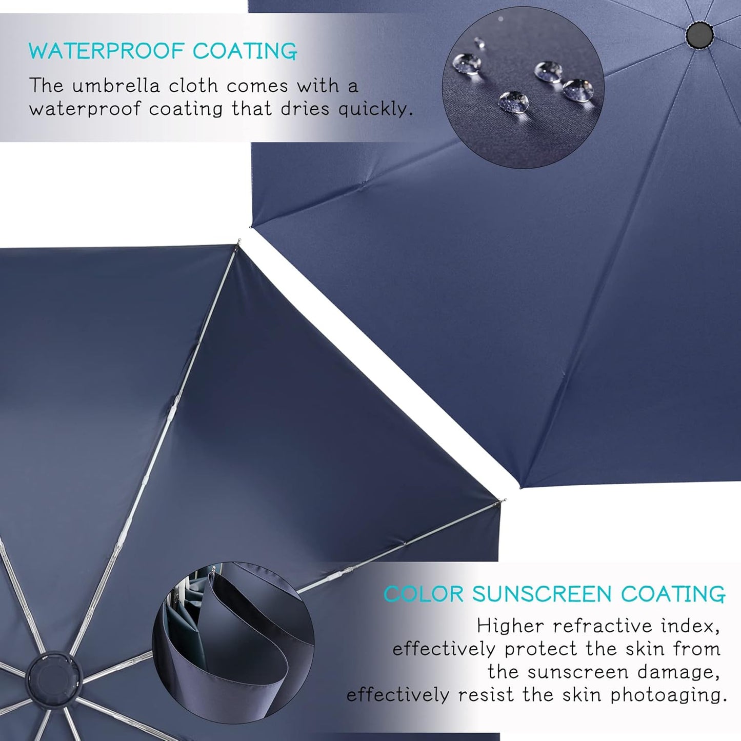 FDJASGY UV Sun Umbrella Compact Folding Travel Umbrella Auto Open Close Compact Folding Rain Umbrellas for Women Men Blocking UV 99.98%