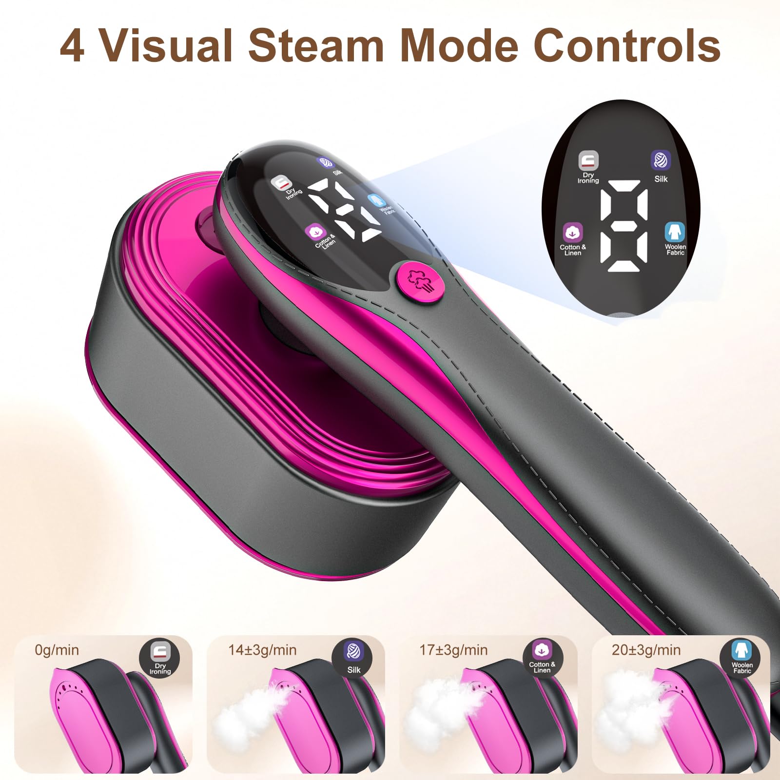 KOKABI Travel Steamer for Clothes, Portable 2 in 1 Dry Steam Iron Handheld