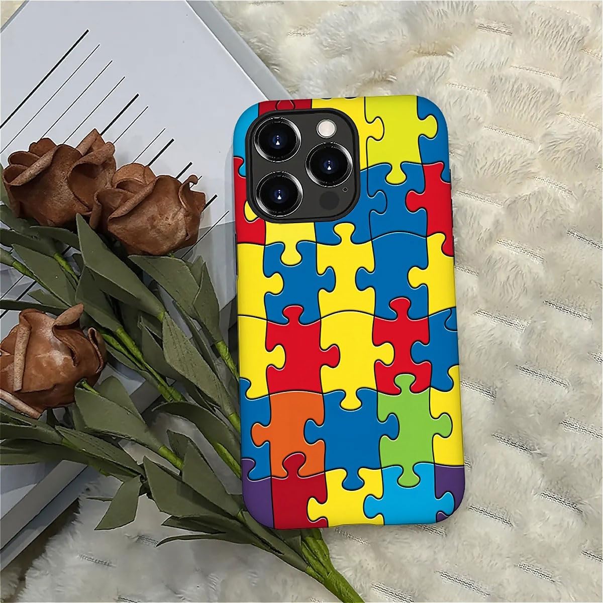 SEized Case Compatible with for iPhone 16 Pro,Color Puzzle Autism Phone Case for Girl Women Boy Men,Durable Protection Phone Case for iPhone 16 Pro