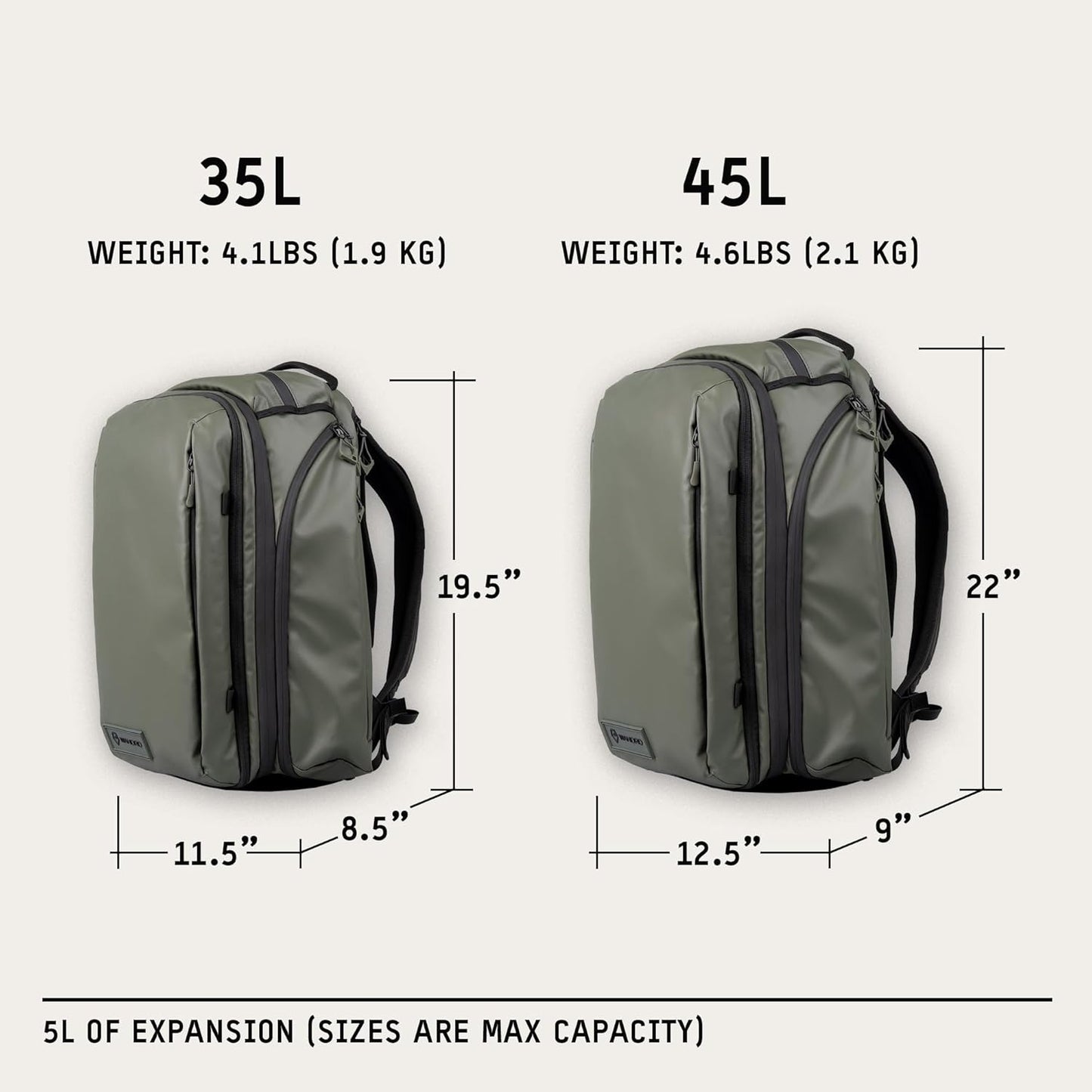 WANDRD TRANSIT Travel Backpack (45L): Large Expandable Carry-On Adventure Bag – Weather-Resistant Travel Backpack with Laptop Sleeve, Dual Side Access & Hidden AirTag Pocket