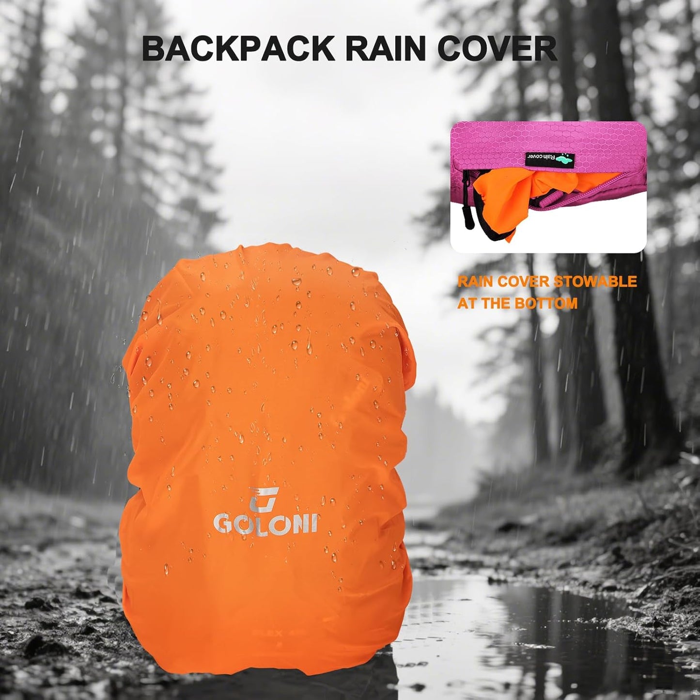 45L Hiking Backpack with Rain Cover, Lightweight Foldable Camping Backpack for Trekking, Water-Resistant Daypack with Hiking Pole & Mat Carrying System,Rose