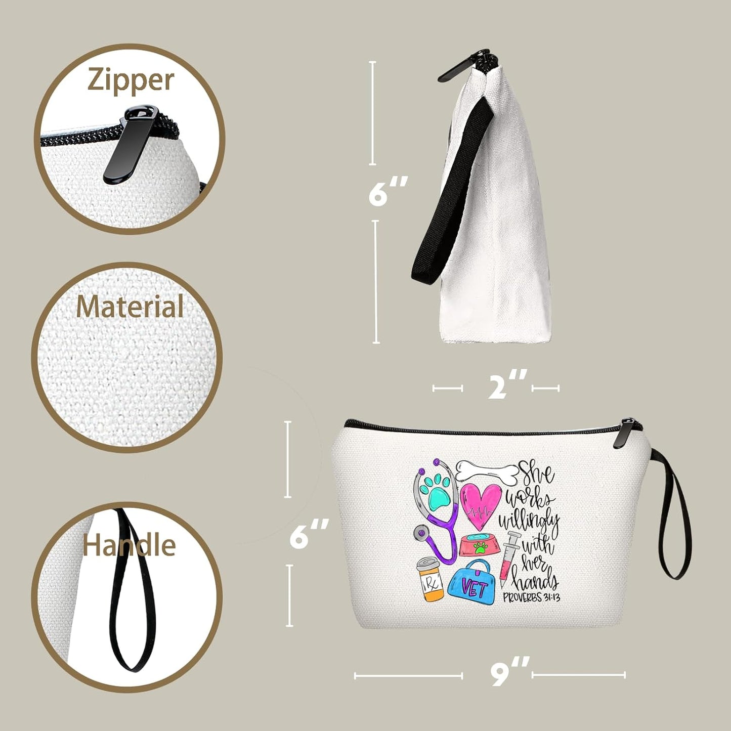 SEAMOON Vet Tech Med Future Veterinarian Thank You Appreciation Gifts Makeup Bag Cosmetic Bag