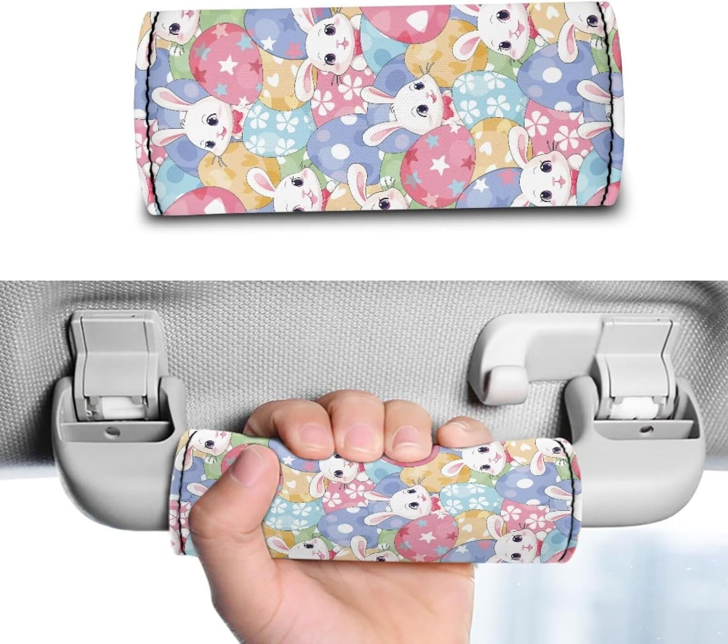 Cartoon Bunny Luggage Grip Gloves Eggs Luggage Handle Wrap Cute Suitcase Protective Handle Cover Set of 2 Pcs,Lovely Identifiers Marker Grips Protector