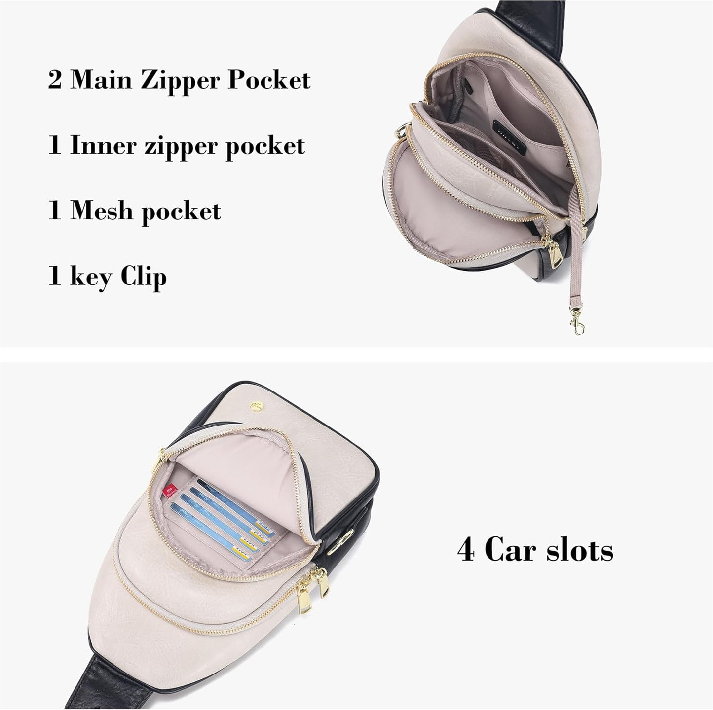 INICAT Crossbody Sling Bags Travel Cross Body Purses Faux Leather Fanny Packs Chest Bag for Women