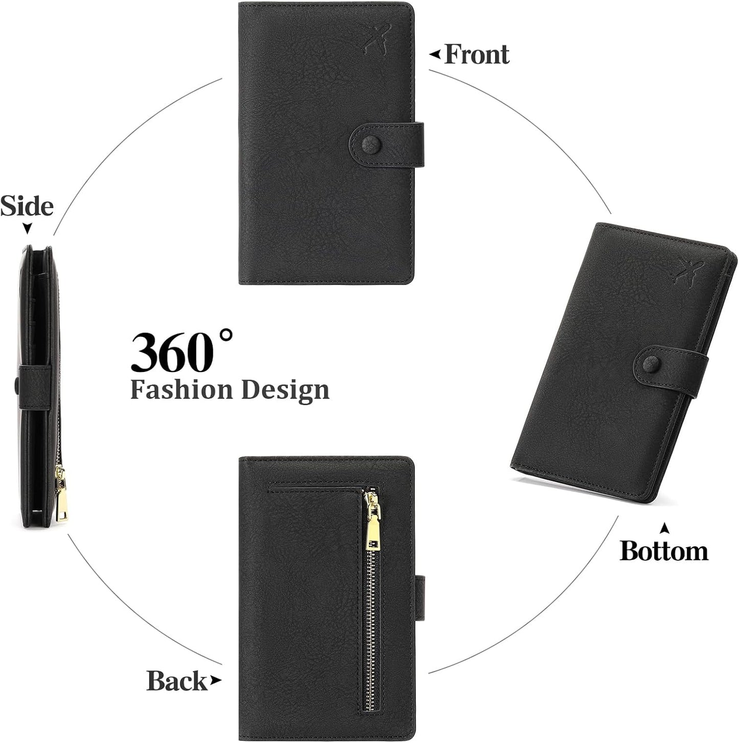 RFID Blocking Passport Wallet Cover Case Travel Document Organizer for Women and Men,Travel Wallet for Credit Card