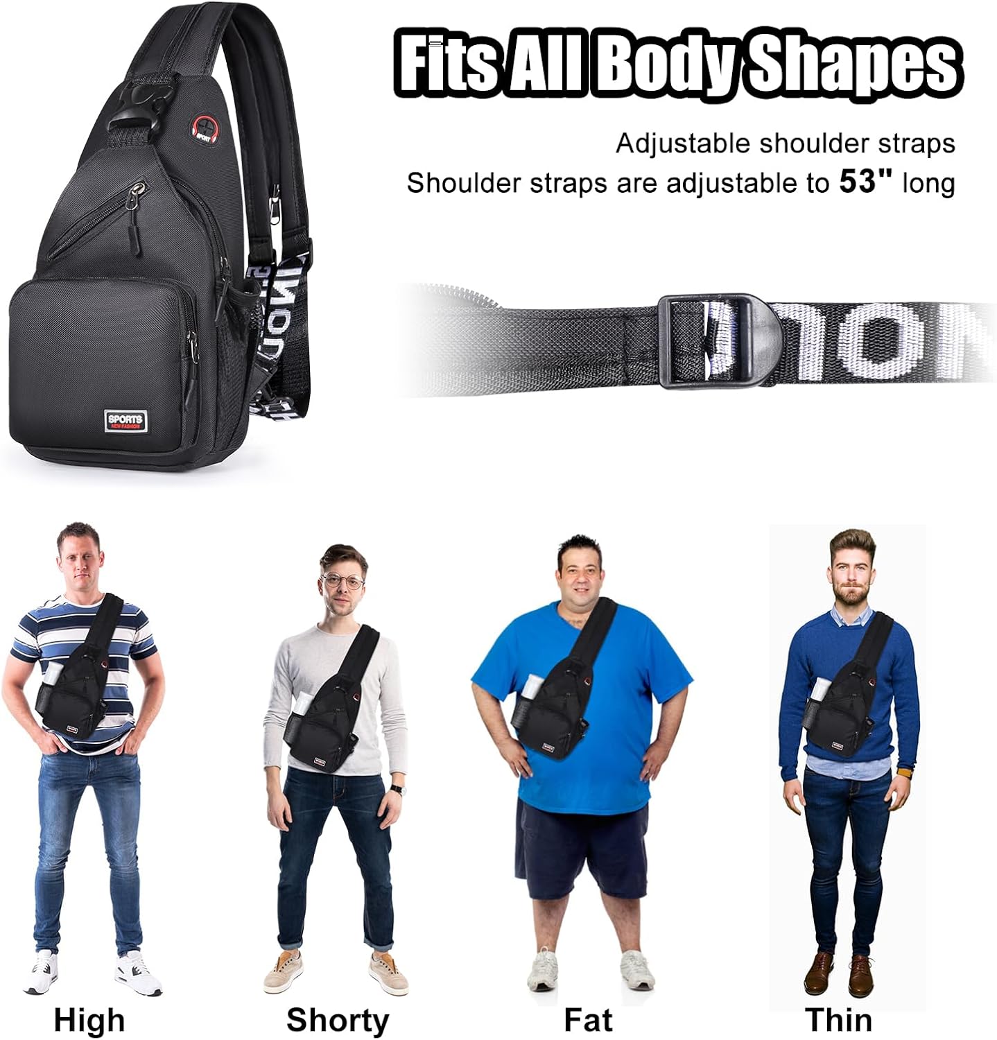 Sling Bag for Women Man Sling Backpack with Convertible Shoulder Strap Casual Backpack Daypack for Travel, Hiking and Daily Commute (Black, Small)
