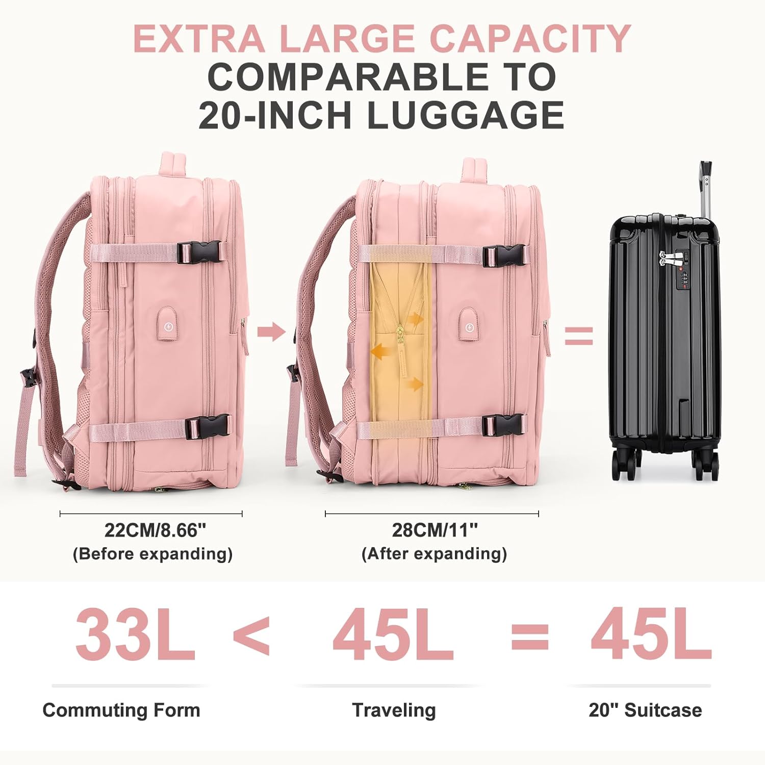 coowoz Large Travel Backpack For Women Men, Carry On Backpack,Hiking Backpack Waterproof Outdoor